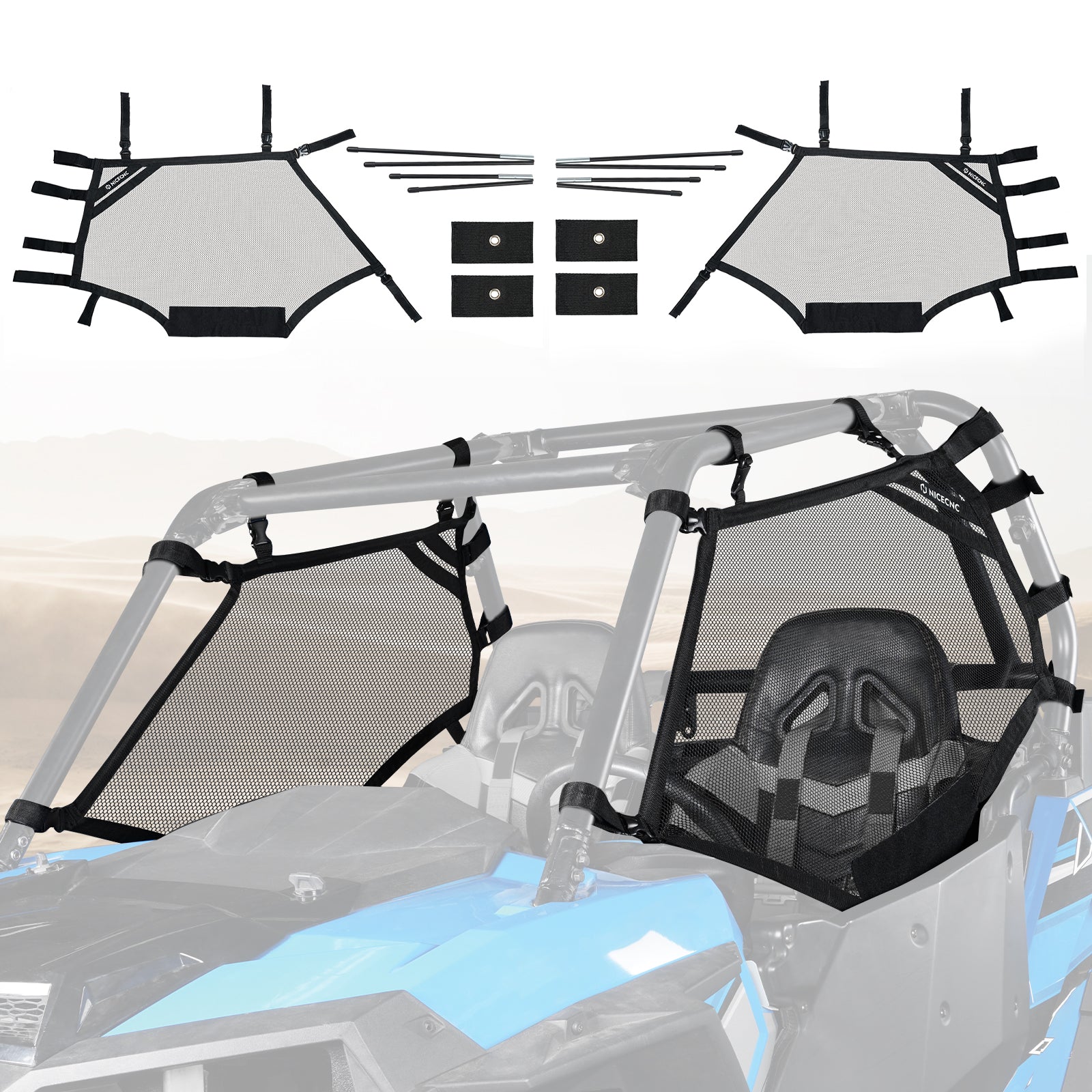 UTV Rear Window Net Mesh Shade Shield For Polaris RZR XP 1000 TURBO 900