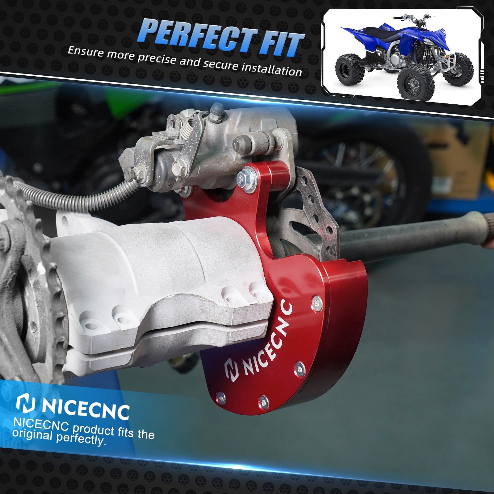 ATV Rear Brake Disc Rotor Cover Guard Caliper Bracket For Yamaha Raptor 700 2006-2012