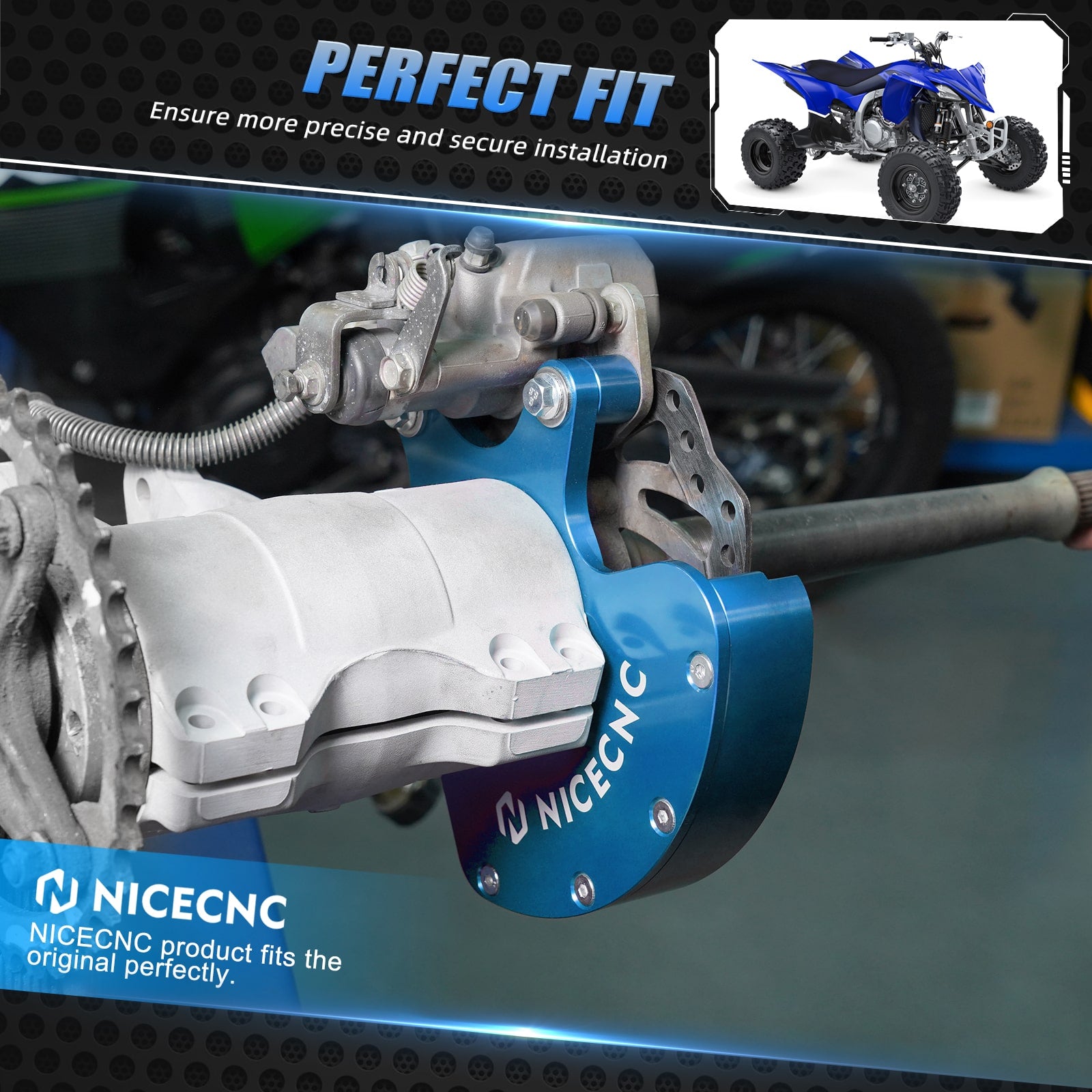 ATV Rear Brake Disc Rotor Cover Guard Caliper Bracket For Yamaha Raptor 700 2006-2012