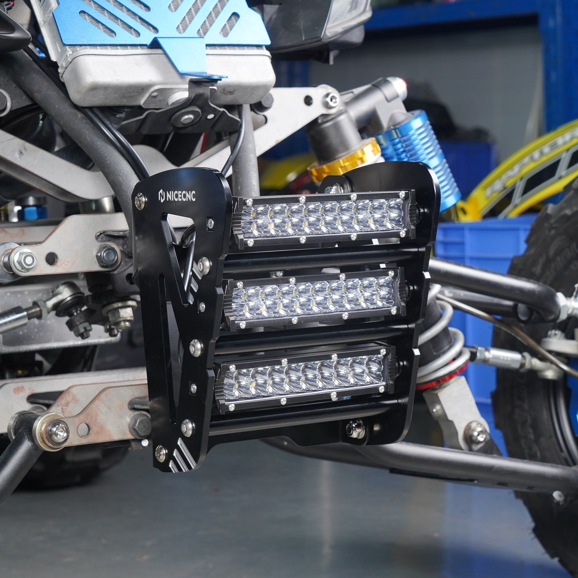 ATV Front Bumper w/60W LED Headlight Light Bar Mount Bracket For Yamaha Raptor 700