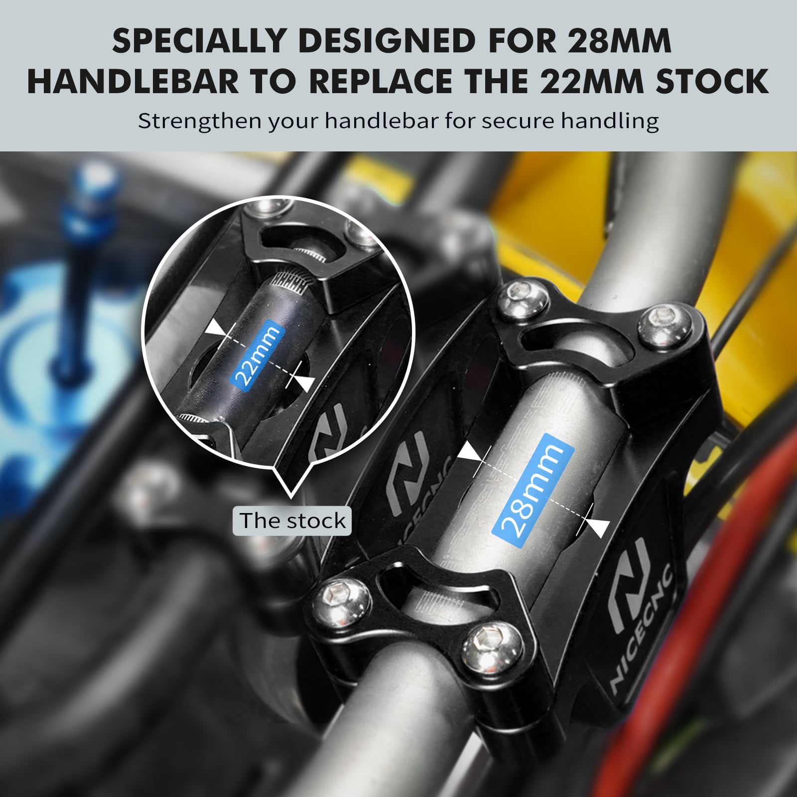ATV Steering Stem Shaft Rise 50mm For Yamaha Raptor 700 28MM Handlebar 2013-2024