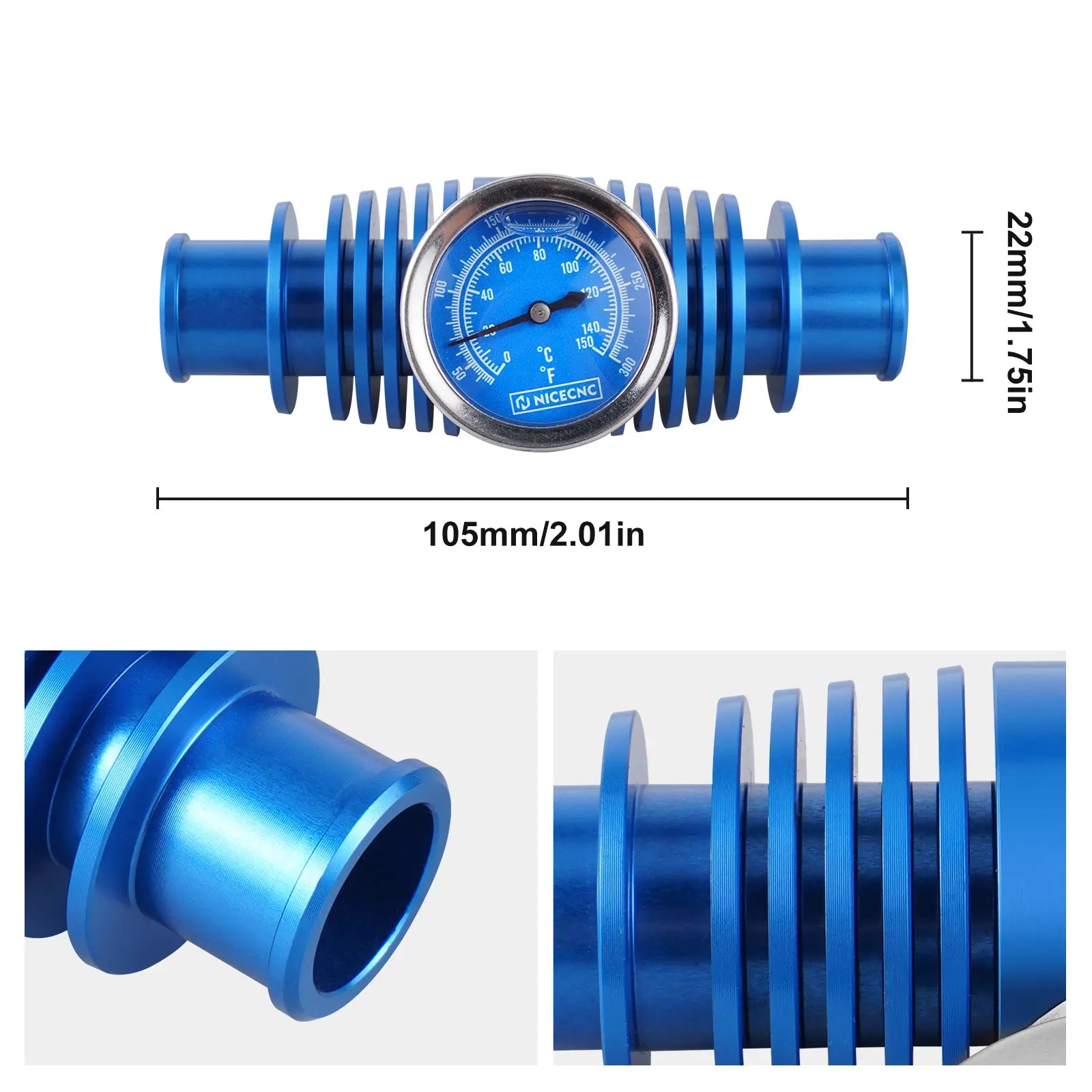 Radiator Inline Cooler w/Temperature Gauge For Honda TRX 450 R / 250R / 700XX