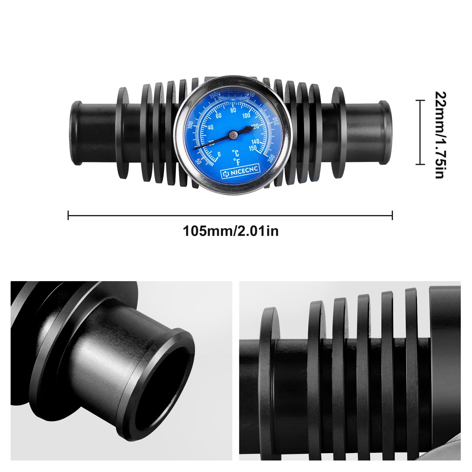 Radiator Inline Cooler w/Temperature Gauge For Honda TRX 450 R / 250R / 700XX