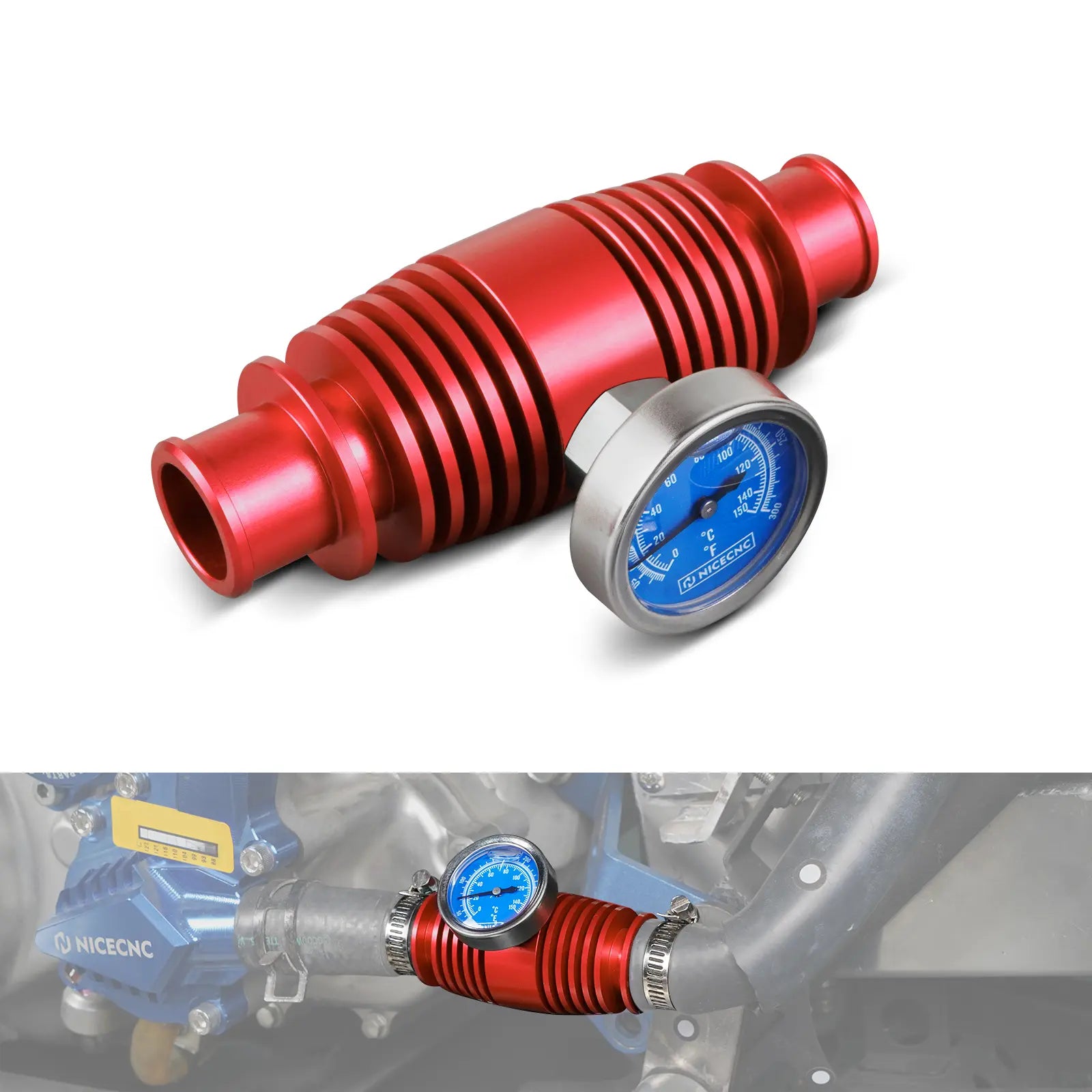 Radiator Inline Cooler w/Temperature Gauge For Honda TRX 450 R / 250R / 700XX