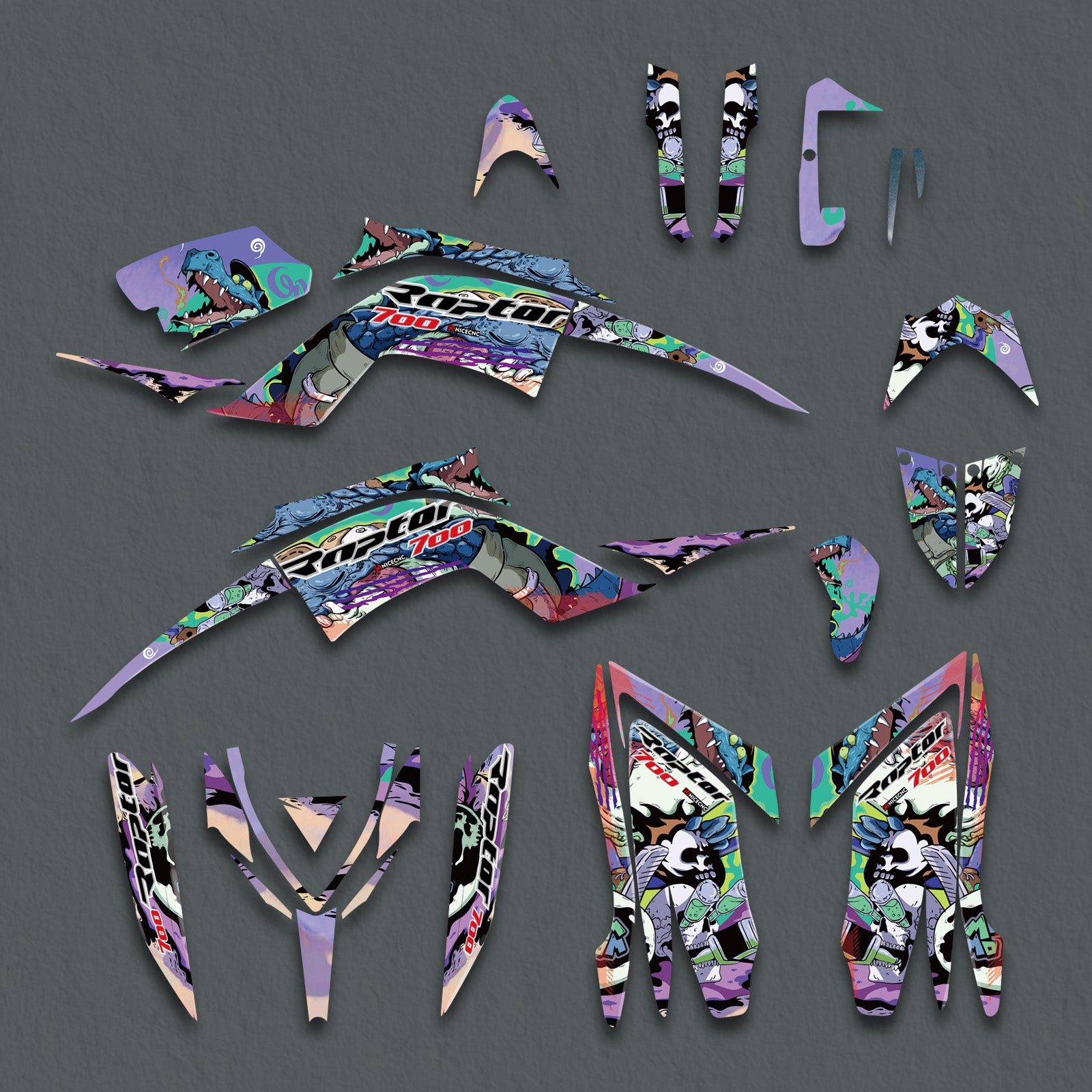 ATV Decals Full Graphics Background Stickers Kit For YAMAHA RAPTOR700 2013-2023