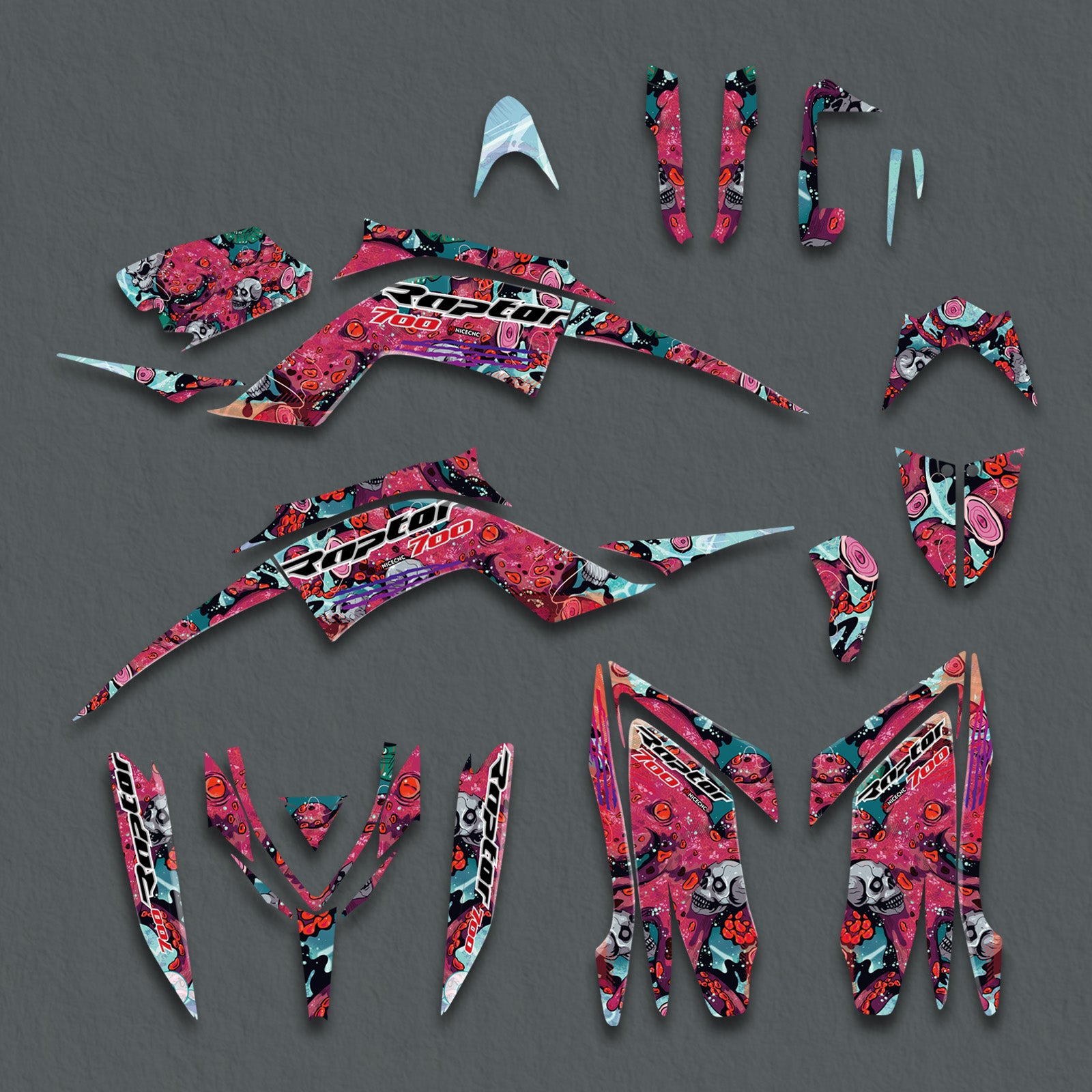 ATV Decals Full Graphics Background Stickers Kit For YAMAHA RAPTOR700 2013-2023