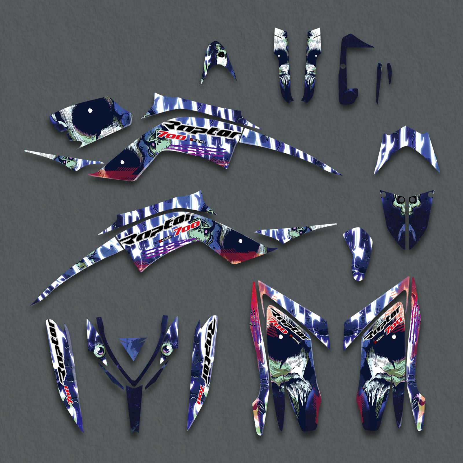 ATV Decals Full Graphics Background Stickers Kit For YAMAHA RAPTOR700 2013-2023