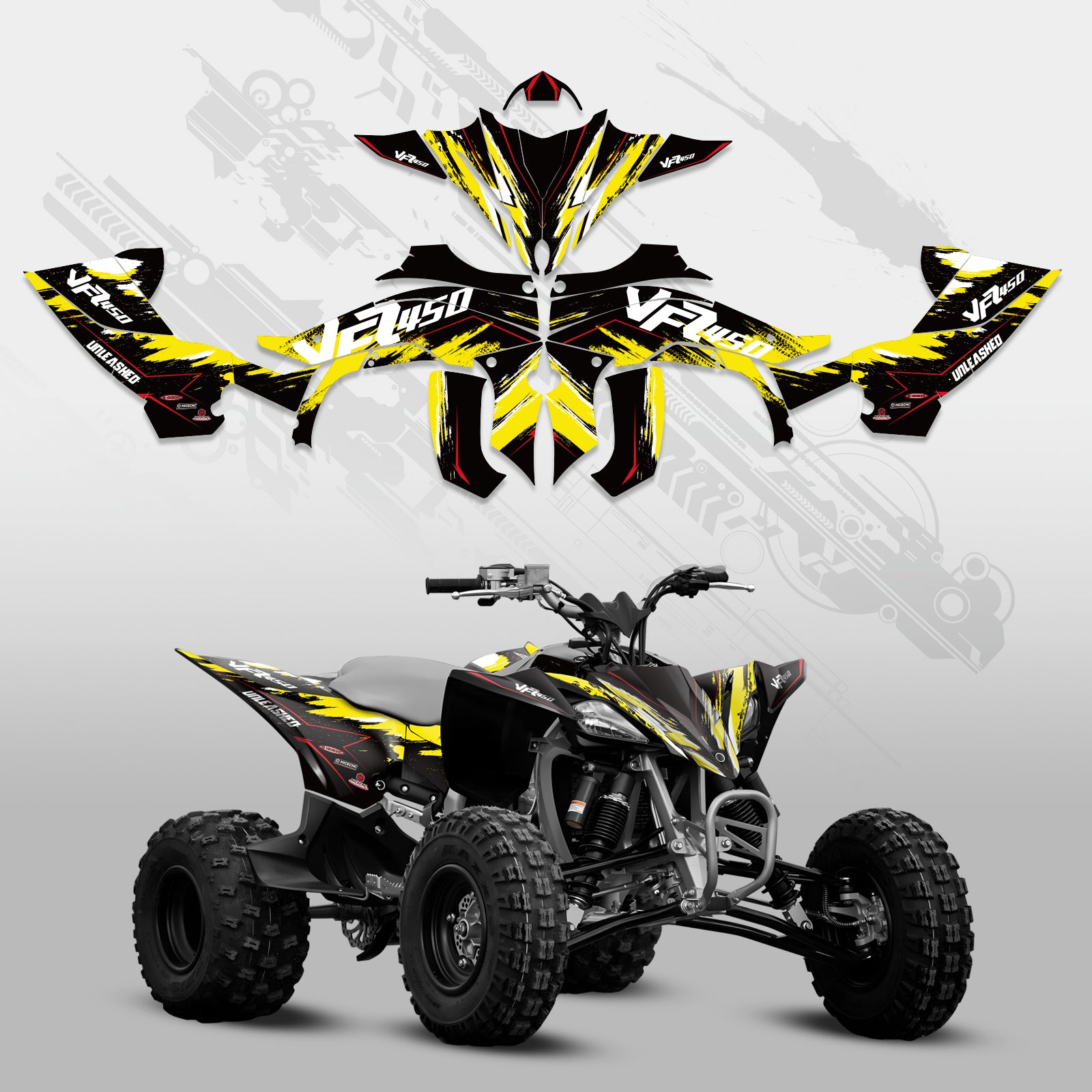 ATV Full Graphics Decals Stickers Kit For YAMAHA YFZ450R 2014-2022