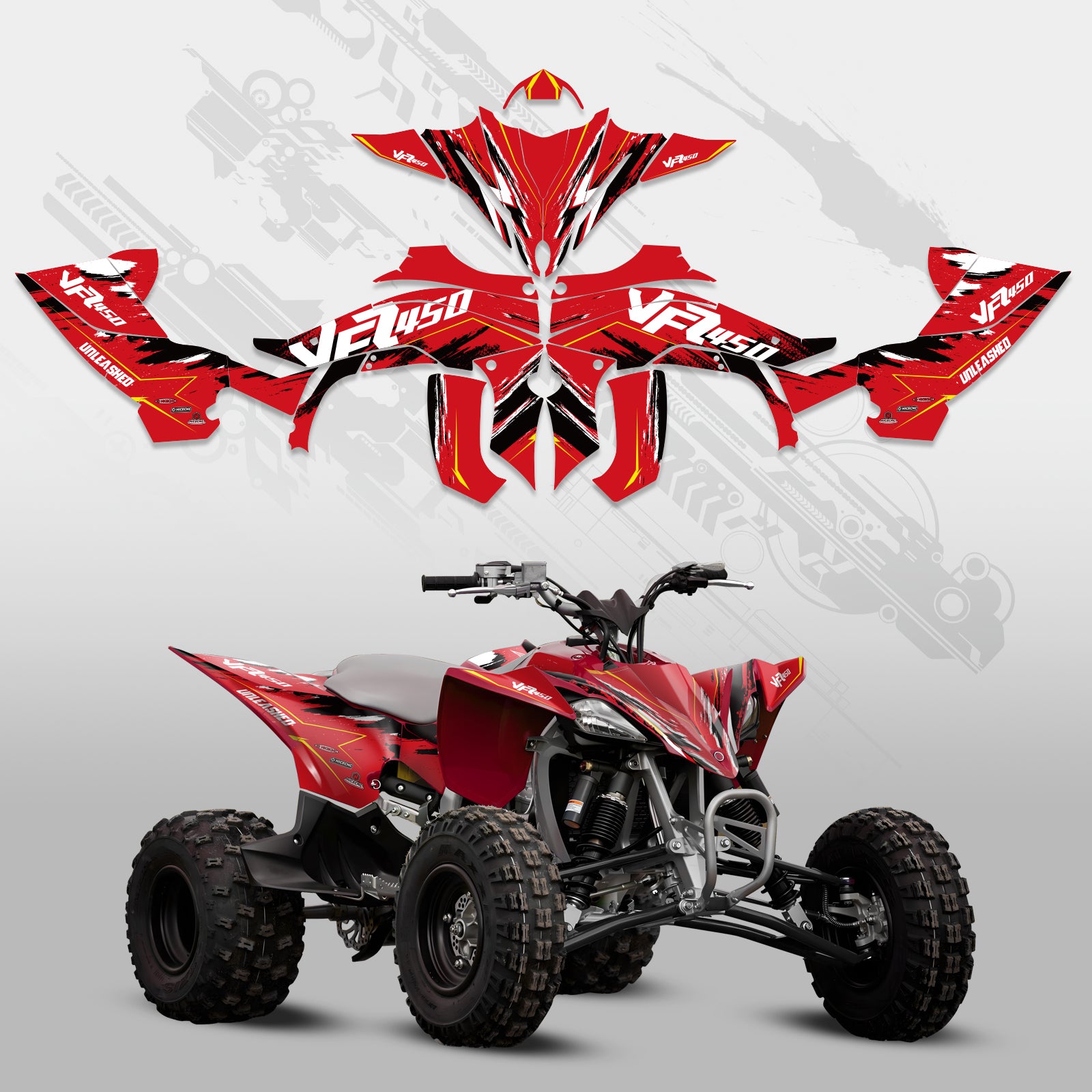 ATV Full Graphics Decals Stickers Kit For YAMAHA YFZ450R 2014-2022