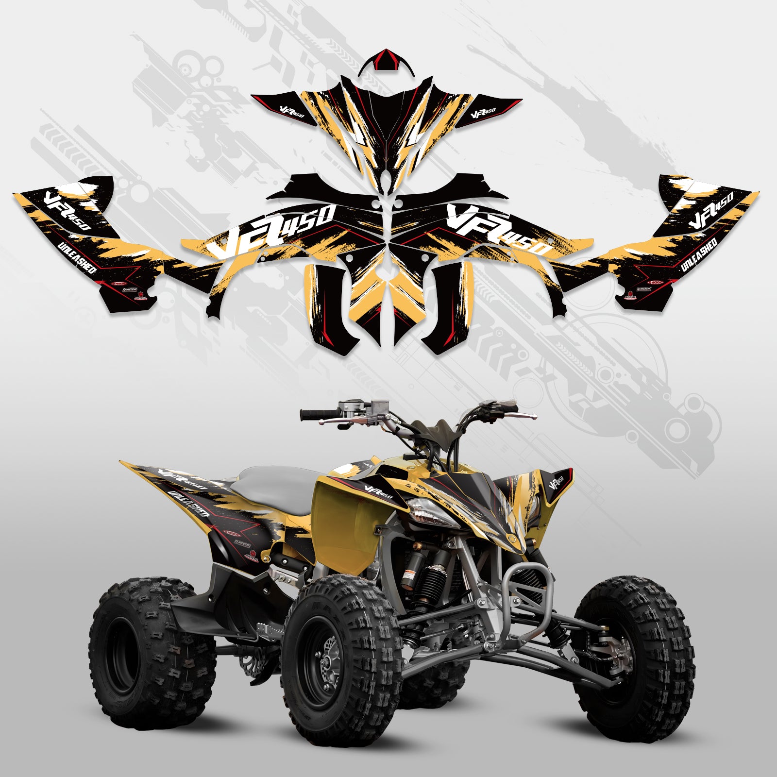 ATV Full Graphics Decals Stickers Kit For YAMAHA YFZ450R 2014-2022
