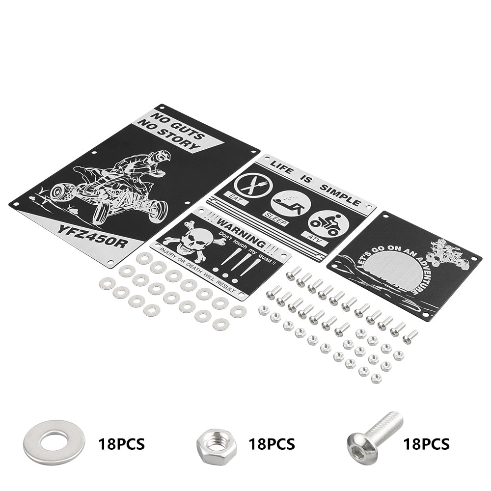ATV Fender Warning Tags Stickers Badges Plates For Yamaha YFZ450R 2009-2024