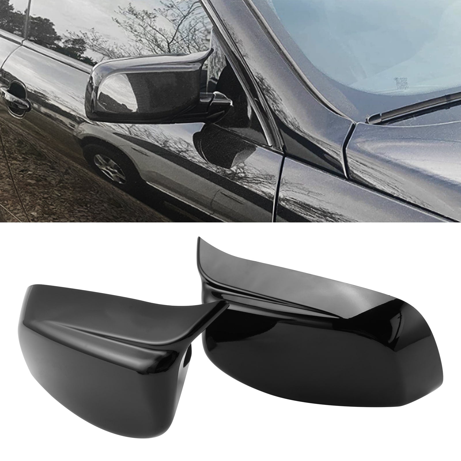 2PCS M-Style Side Mirror Cover Cap Replace For BMW 5 Series E60 E61 2004-2007 Pre-LCI