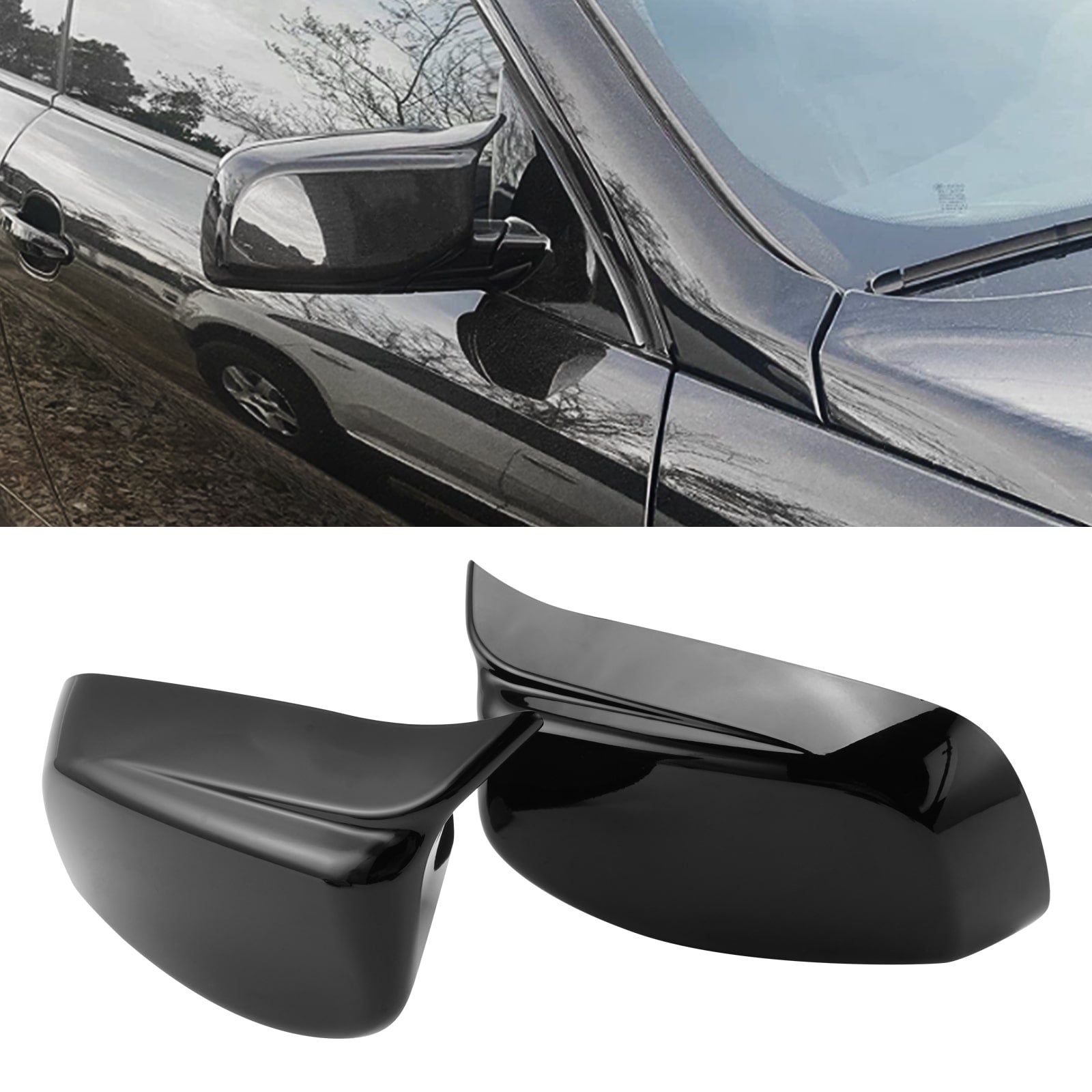 2PCS M-Style Side Mirror Cover Cap Replace For BMW 5 Series E60 E61  2004-2007 Pre-LCI