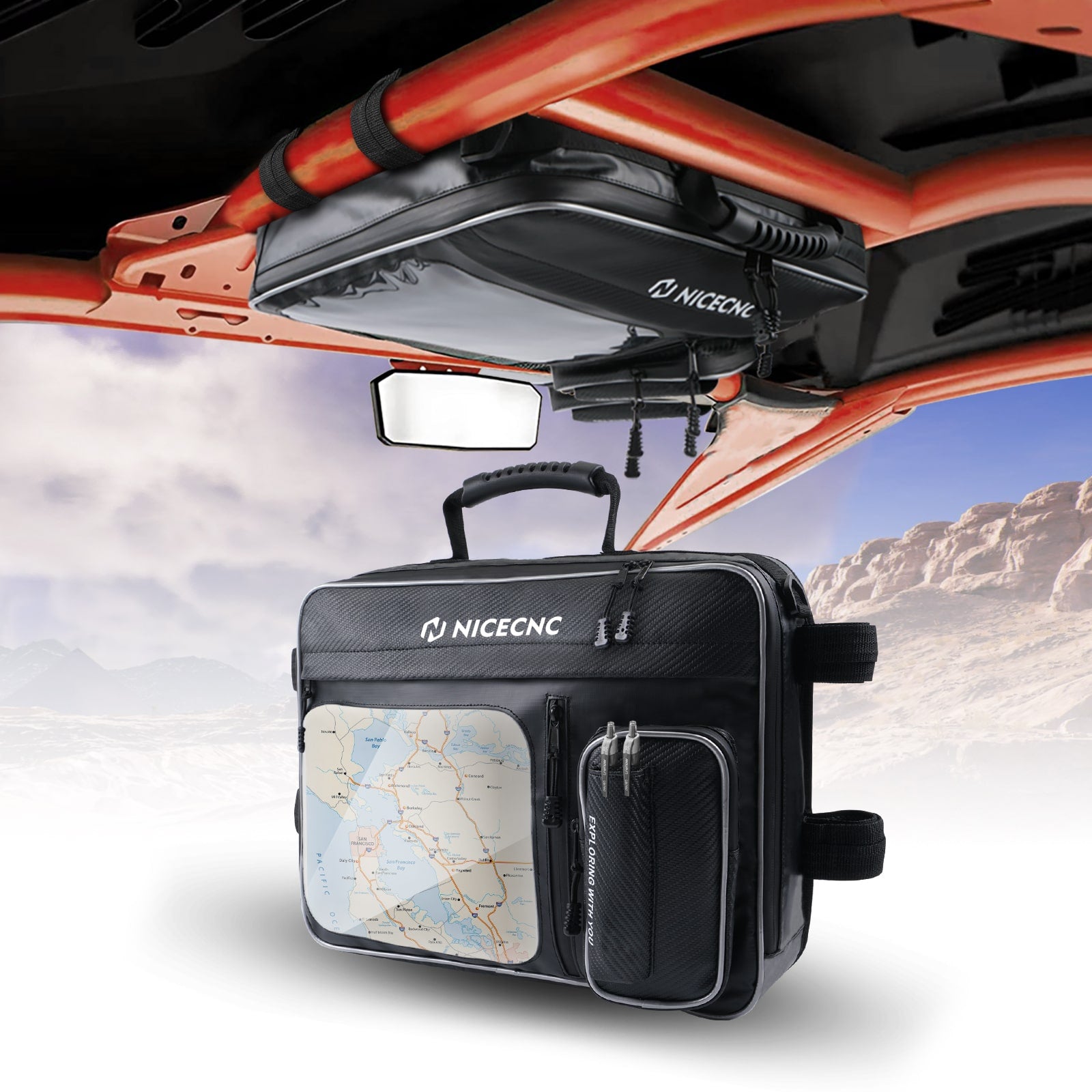 Upgraded Overhead UTV Storage Roof Bag Large Capacity 1680D Oxford Fabric For Can Am Maverick X3