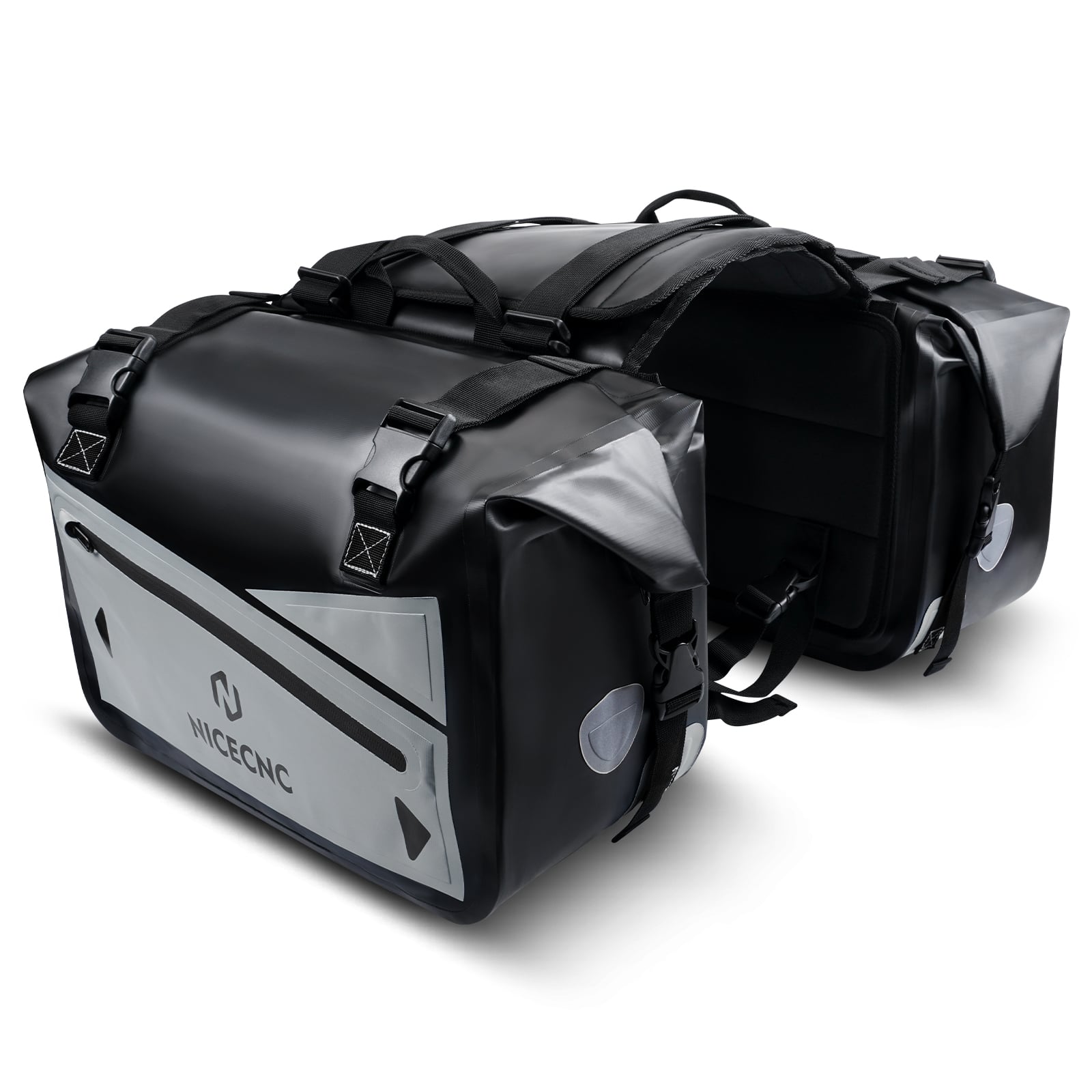 Motorcycle Waterproof 55L PVC Saddle bags Easy Detach Universal Fit