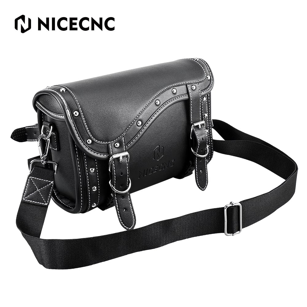 Motorcycle Handlebar Bag with Straps & Protecting Cover PU Leather