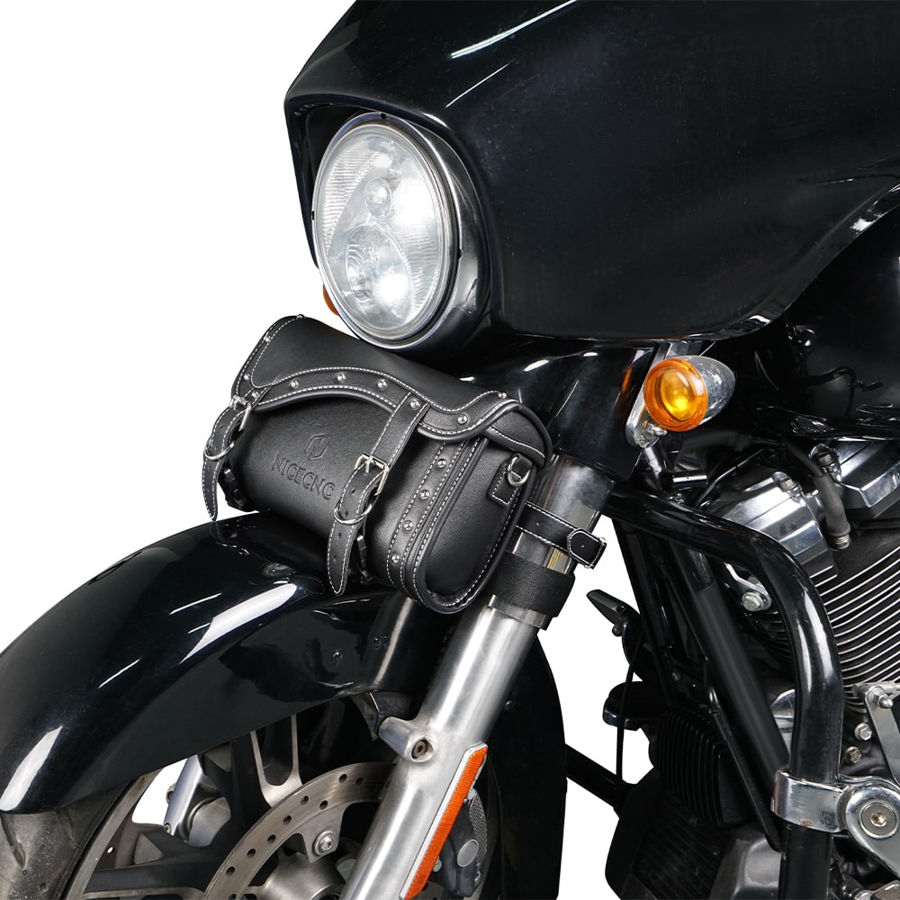 Motorcycle Handlebar Bag with Straps & Protecting Cover PU Leather
