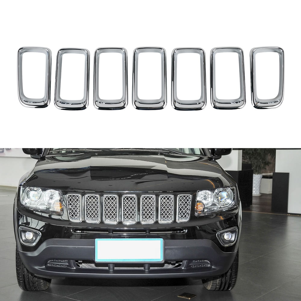 Front Grille Grill Insert Cover Frame Trims for Jeep Compass 2011-2016