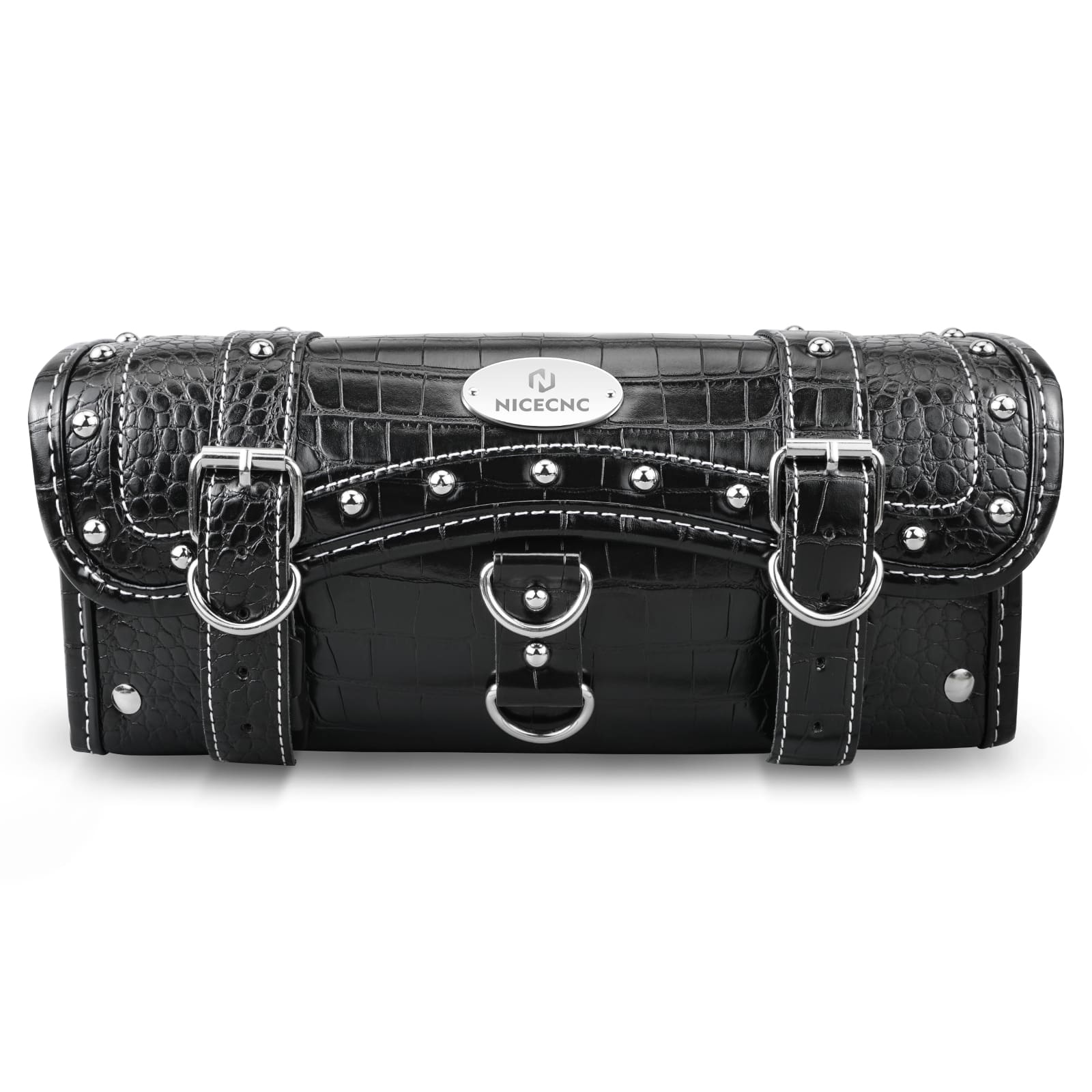 Vintage Motorcycle Handlebar Front Fork Bag Crocodile Texture PU Leather