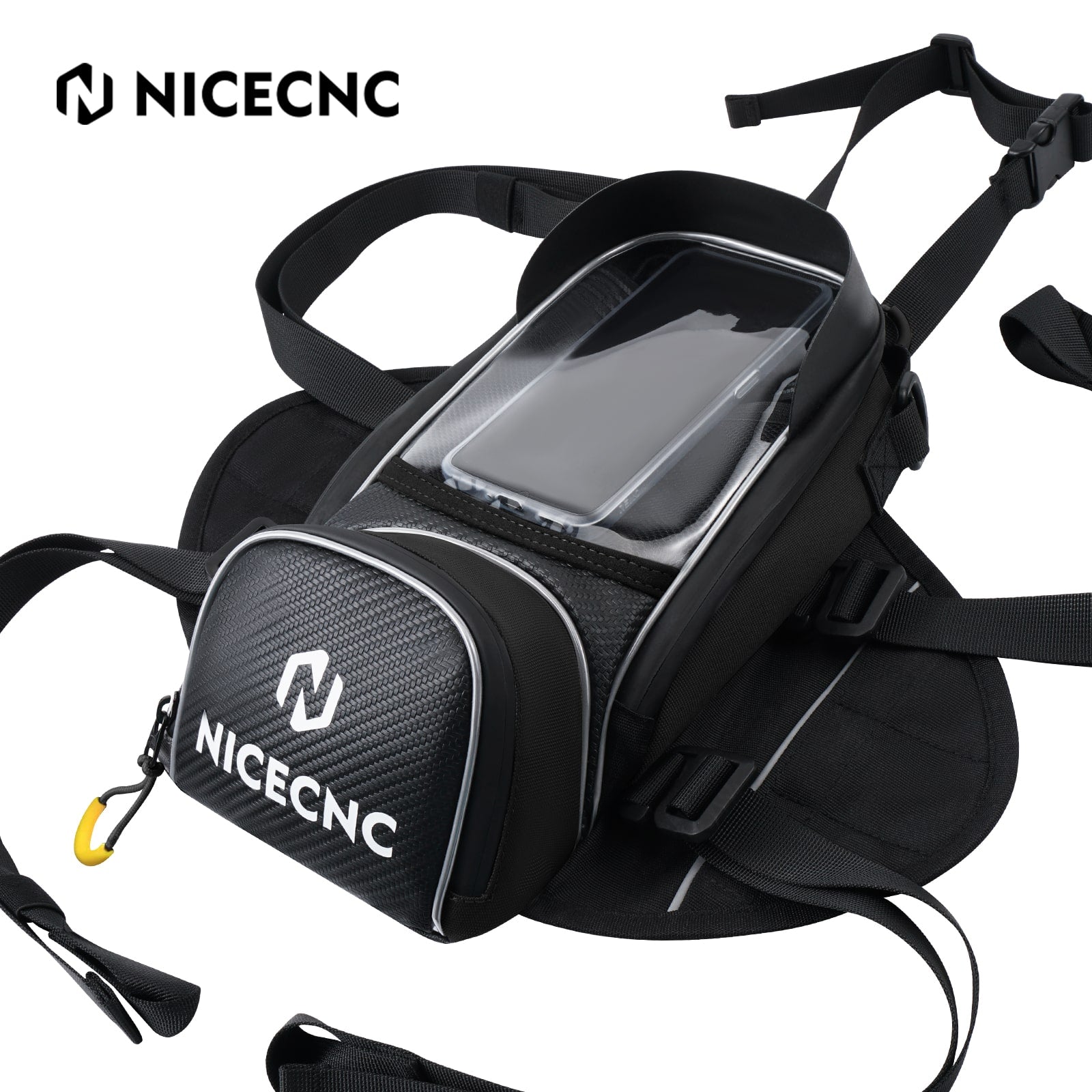 Universal Motorcycle Magnetic Tank Bag Front Fuel Storage Saddle Bag Touchscreen