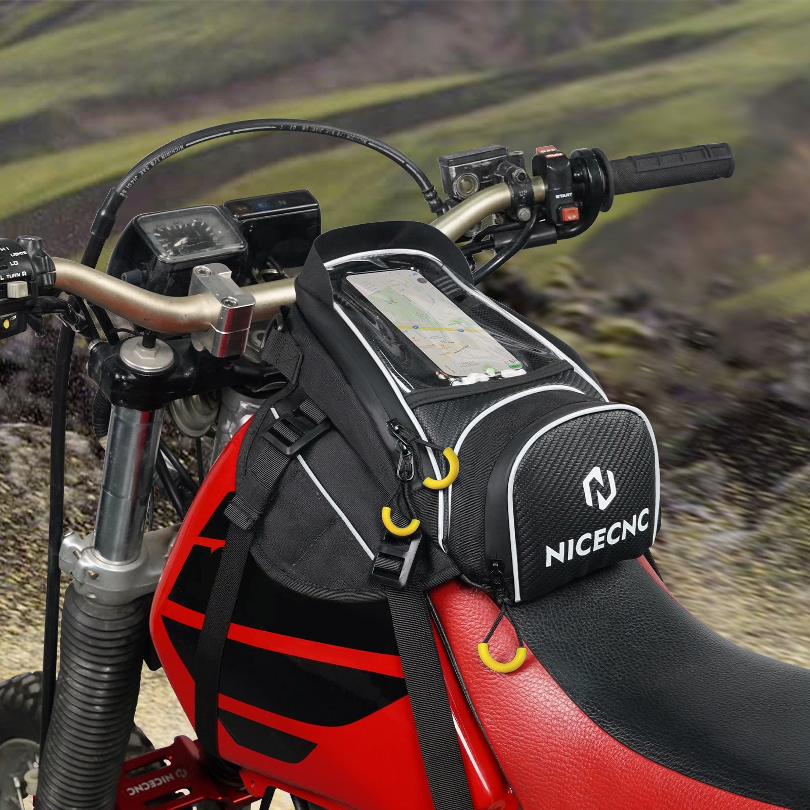 Universal Motorcycle Magnetic Tank Bag Front Fuel Storage Saddle Bag Touchscreen