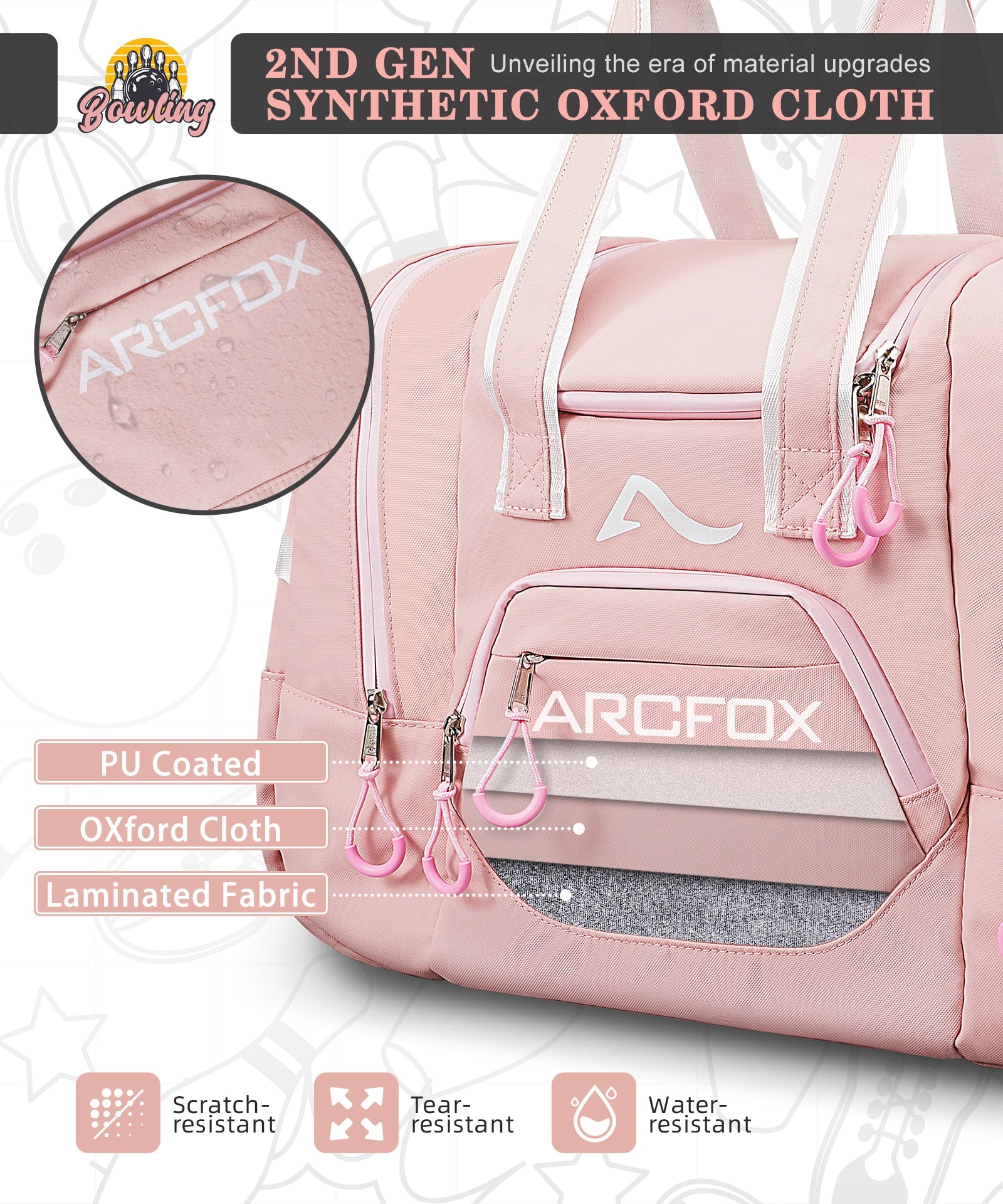 ARCFOX Bowling Bag for Single Ball with Reinforced Ball Holder Straps