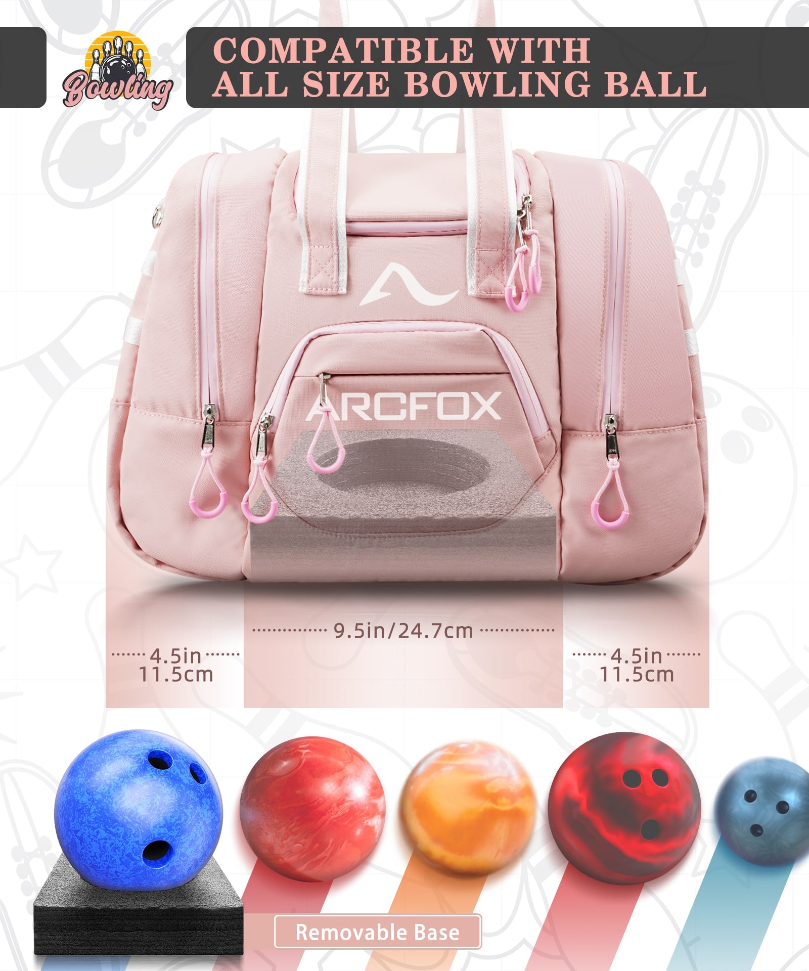 ARCFOX Bowling Bag for Single Ball with Reinforced Ball Holder Straps