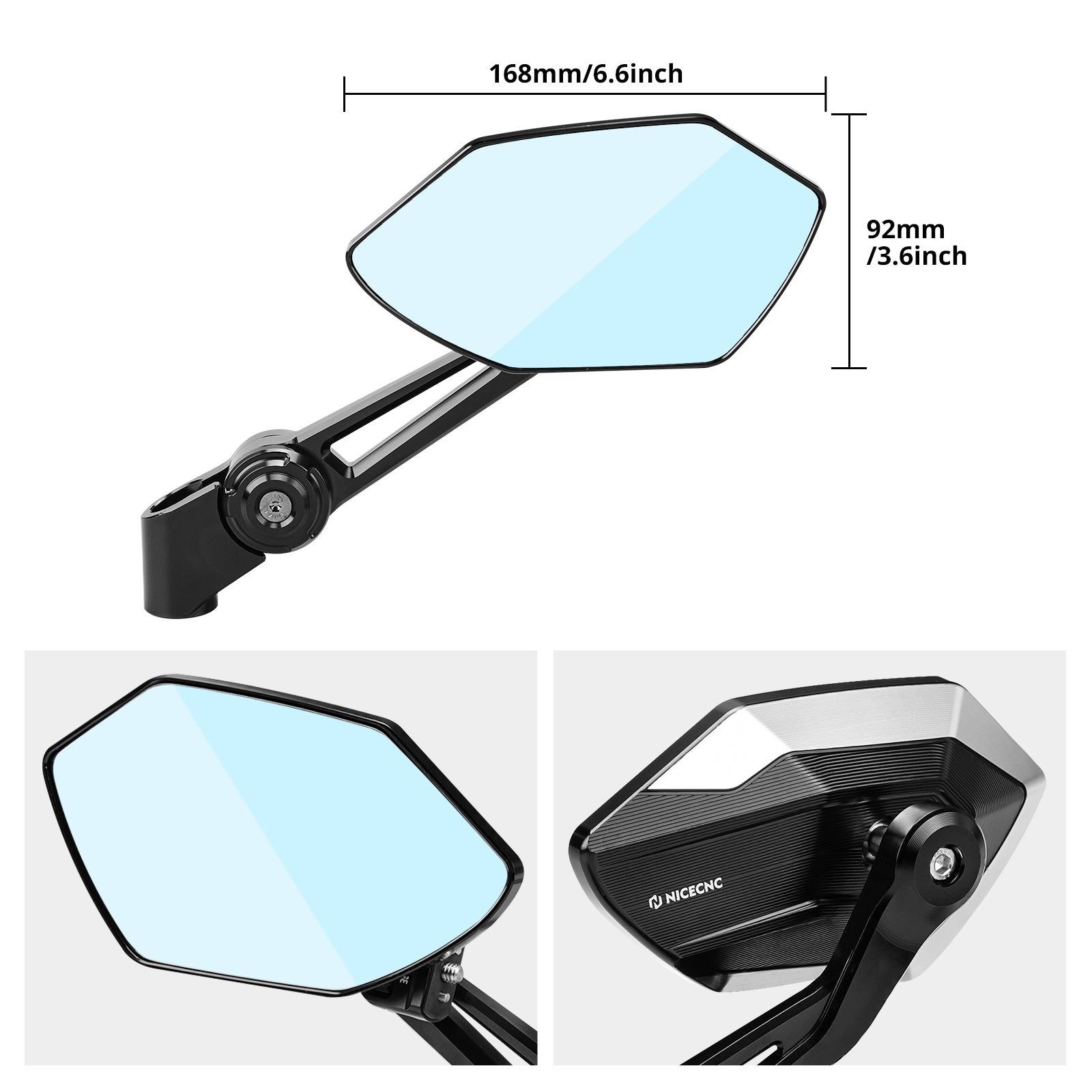 Foldable Rotatable Convex Rearview Mirrors For BMW R 1200 1250 1300 GS ADV