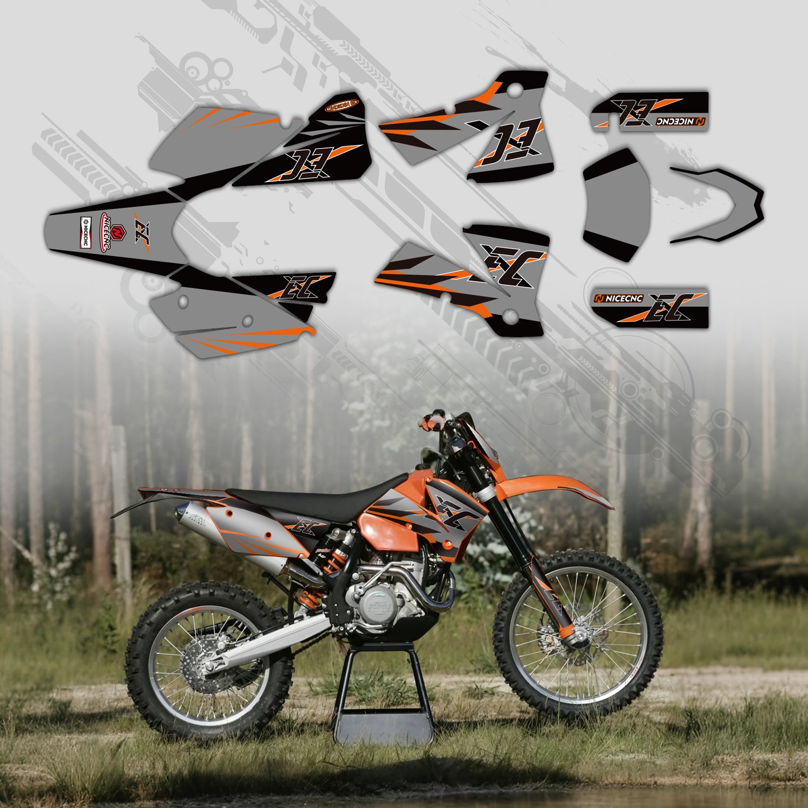 Motorcycle Full Graphics Decals Stickers Kit For KTM EXC 2001-2002