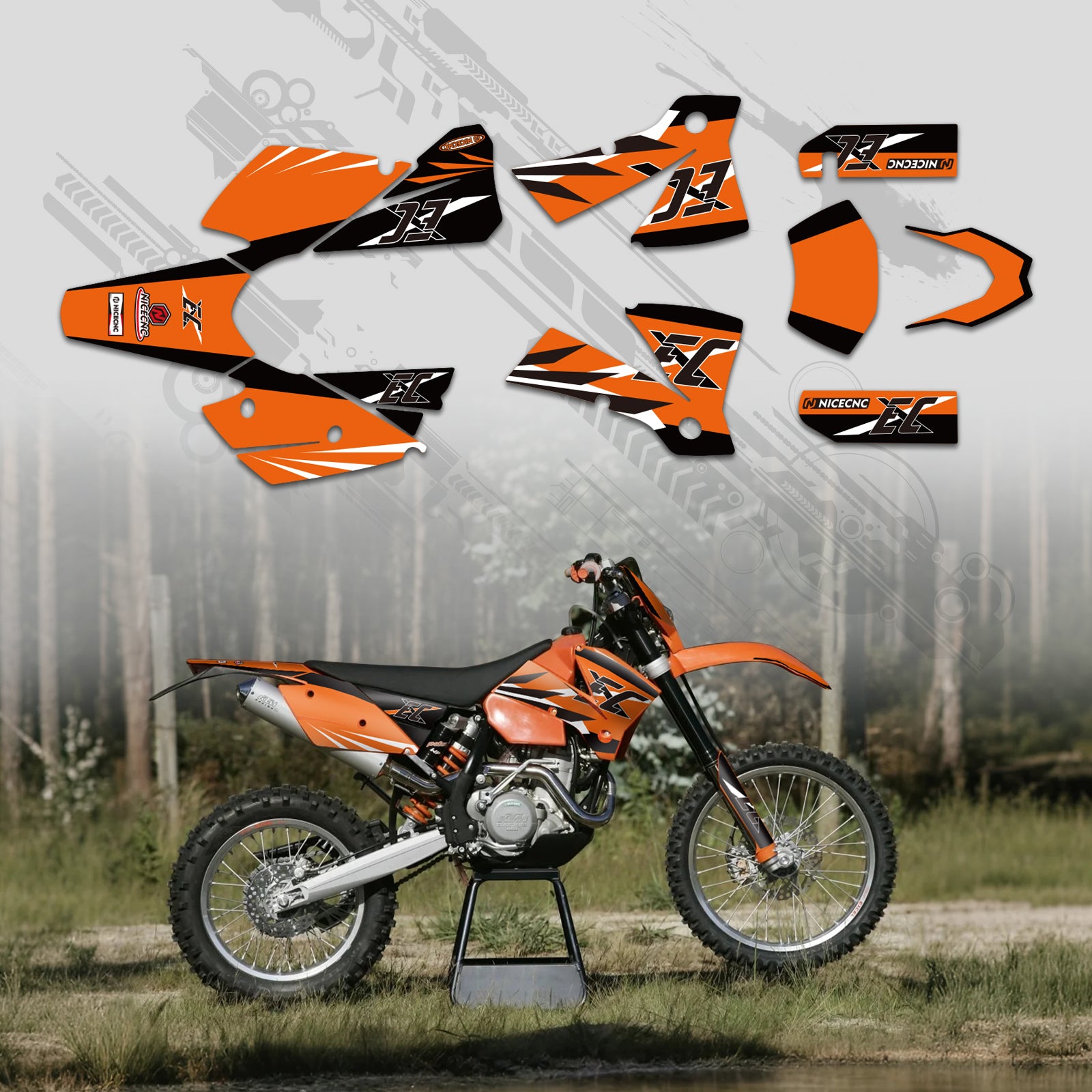 Motorcycle Full Graphics Decals Stickers Kit For KTM EXC 2001-2002