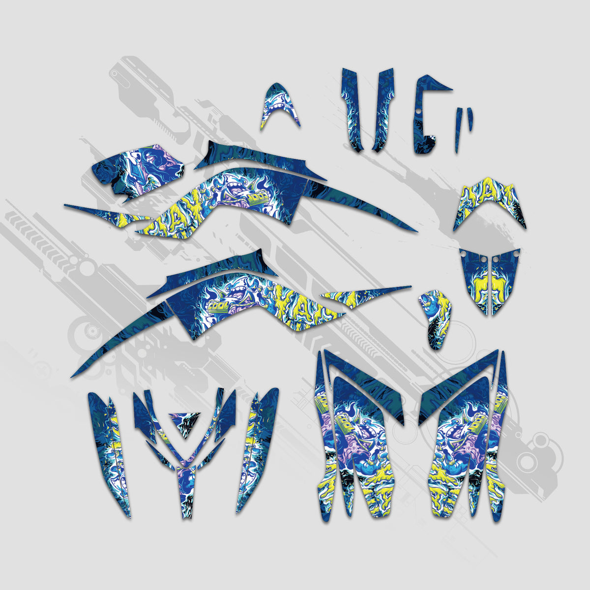 ATV Full Graphics Decals Stickers Set For Yamaha RAPTOR 700 2013-2023