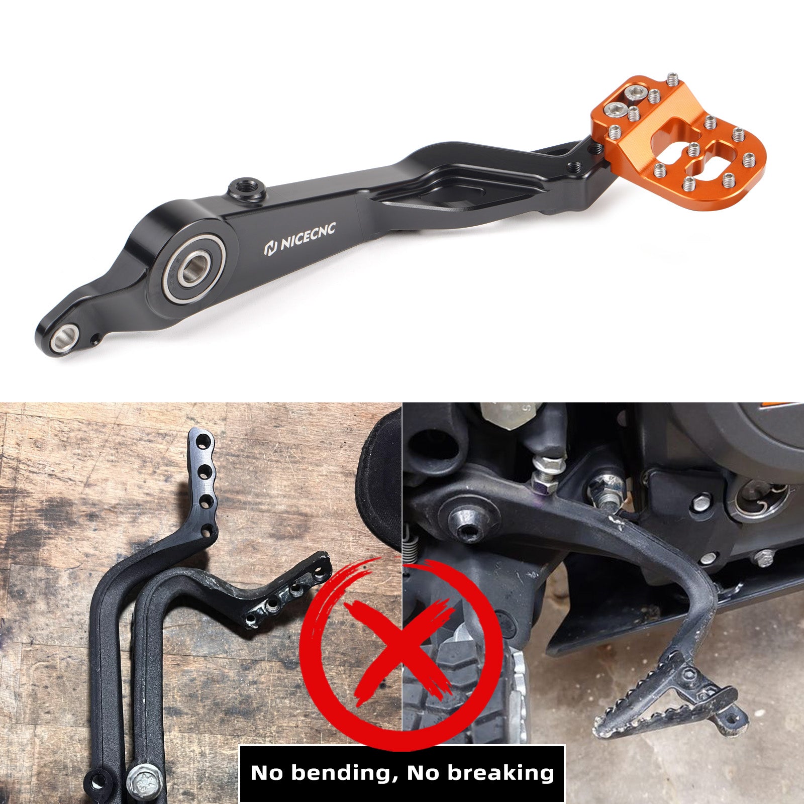 CNC Aluminum Rear Brake Pedal Tip Plate For KTM 390 Adventure, 690 SMC R (2021-2023) – Black, Anti-Slip