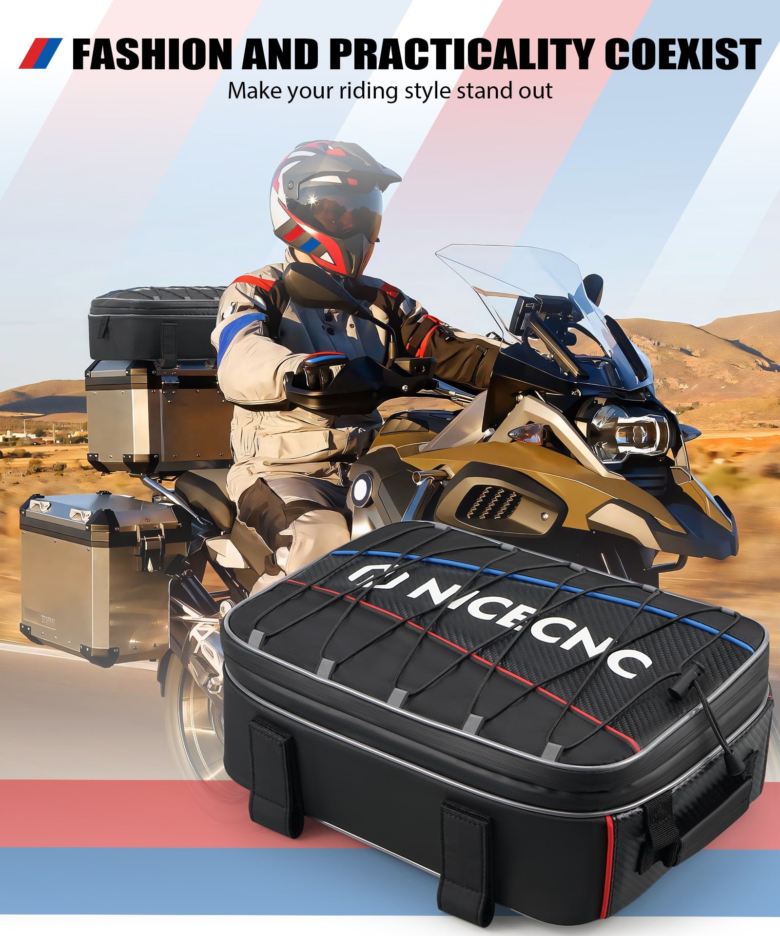 Motorcycle Top Case Bag 20L Expandable Luggage Tool Bag For BMW R1250GS Adv R1200 GS
