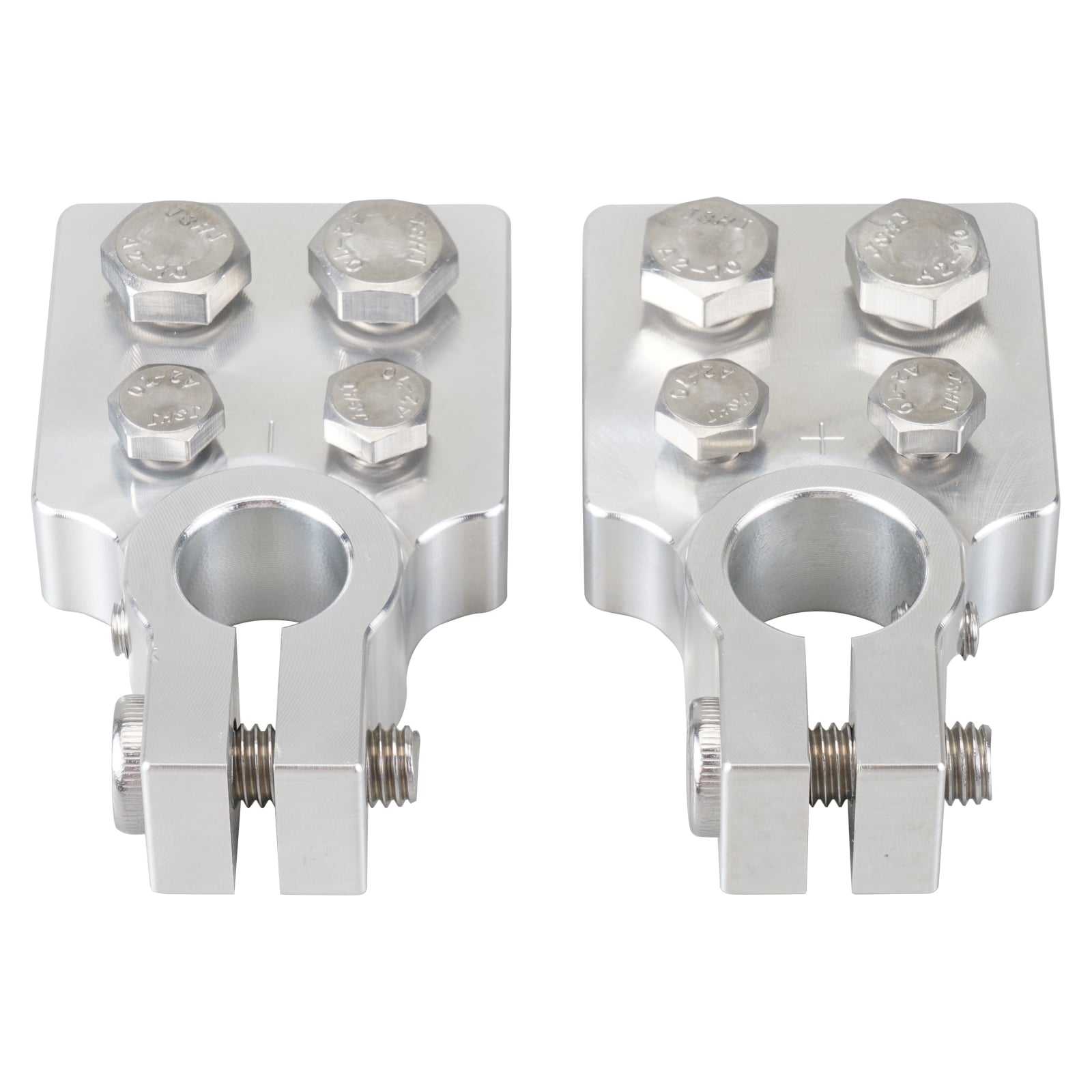 4 Spot Multi-Connection Flat Battery Terminals +/- Clamps Lead Car Audio Modification Kit Set