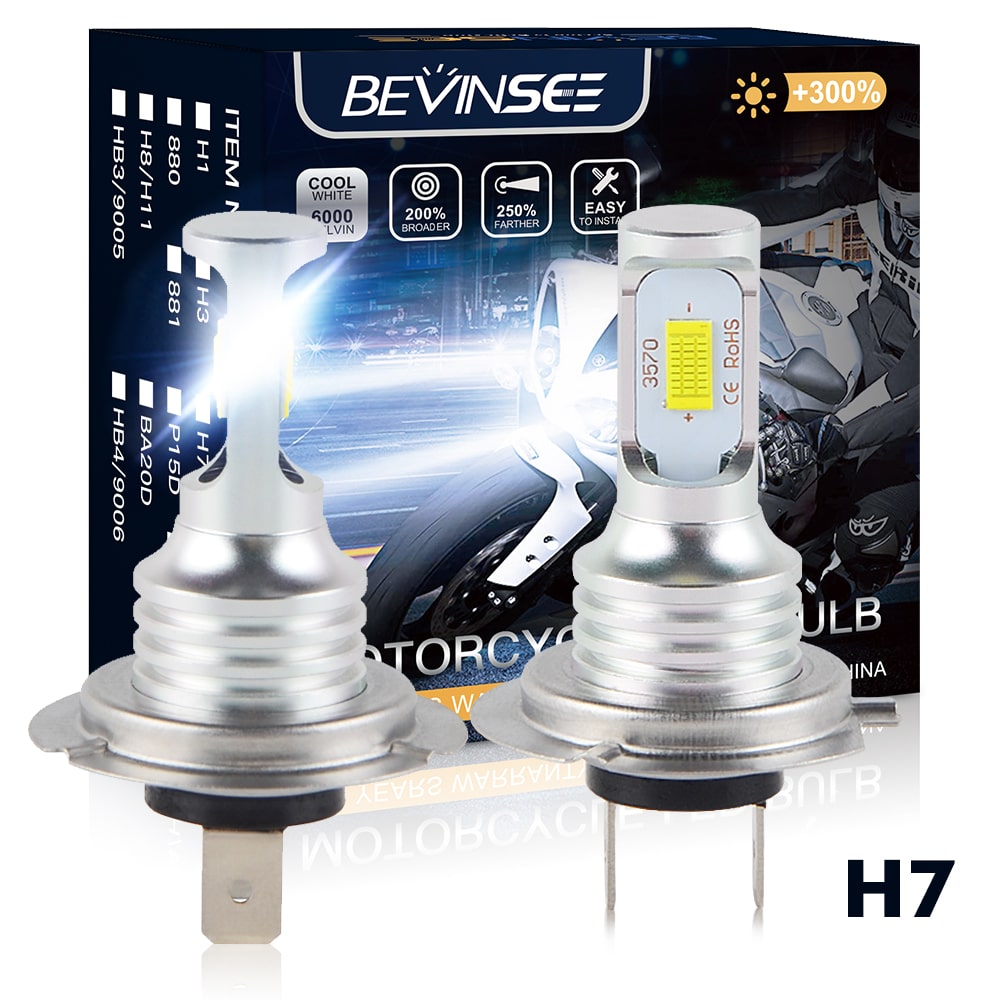 2PCS H7 LED Headlight Bulbs Kit 3000LM 100W For Suzuki GSXR1000 600 750 Hayabusa