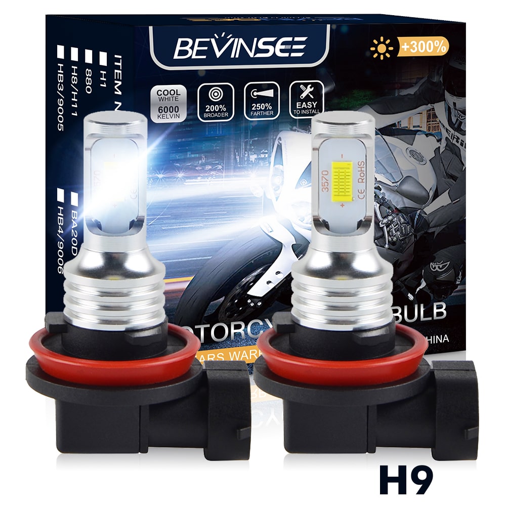 H9 LED Headlight Bulbs High Beam For Suzuki GSXR600 GSXR750 06-16 Kawasaki Ninja ZX10R ZX1000 2006-2010