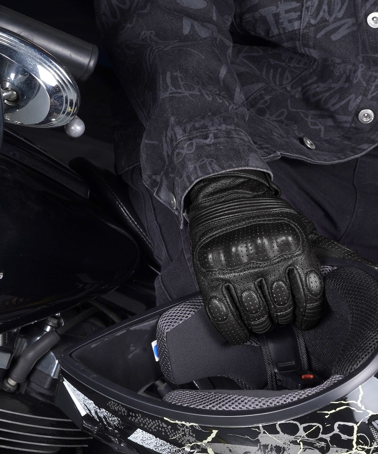 Motorcycle Goat Leather Gloves Vintage Protective Carbon Cycling Gloves Touchscreen