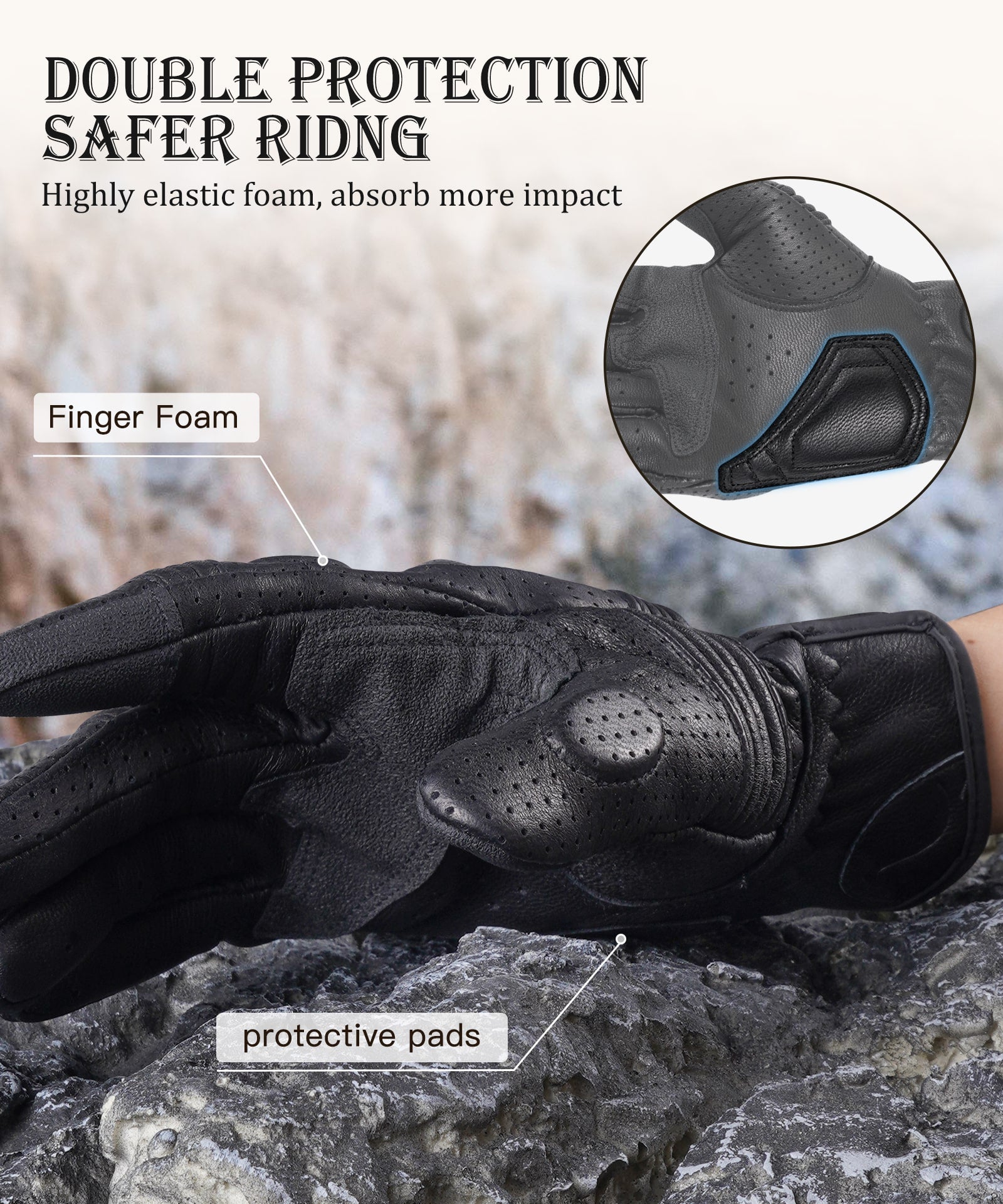 Motorcycle Goat Leather Gloves Vintage Protective Carbon Cycling Gloves Touchscreen