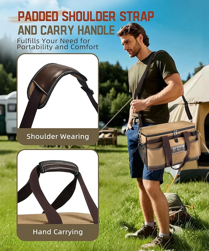 ARCFOX Large Grill Caddy with Lid, 30L BBQ Caddy with Paper Towel Holder for Outdoor Grill, Tailgate Essentials for Camping, Picnic and RV