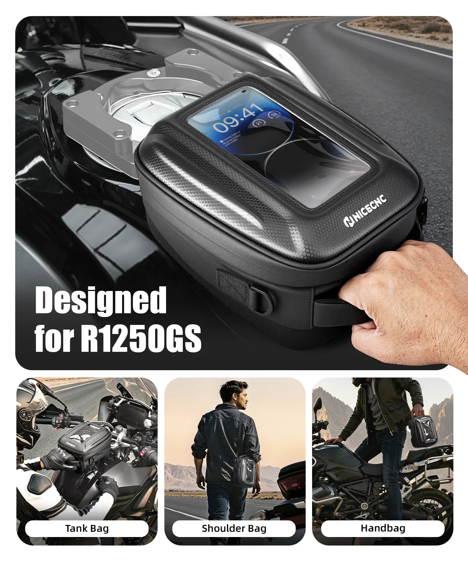 Quick-Release Motorcycle Tank Bag For BMW R 1250 GS Push-Pull Lock System Waterproof