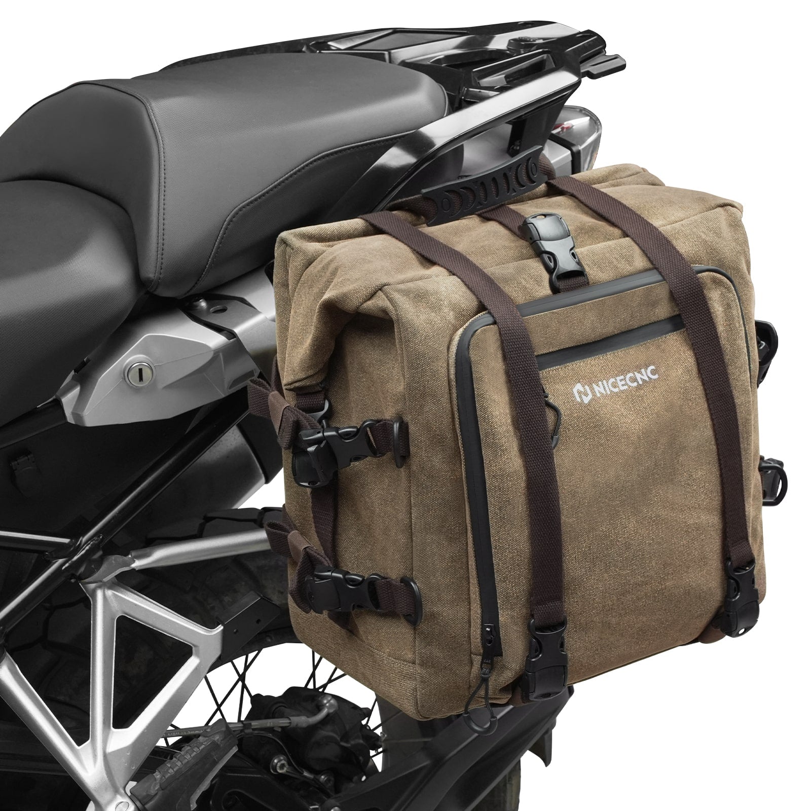 Cotton Canvas 30L Motorcycle Rear Luggage Pannier Rack Saddlebags Waterproof