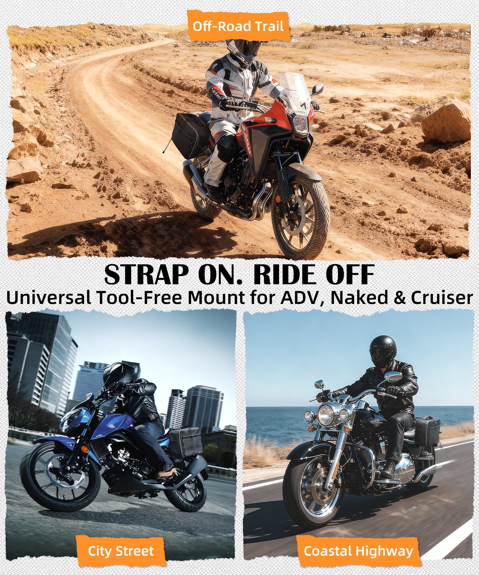 Motorcycle Rear Seat 30L Panniers Side Luggage Throw Over Saddle Bags