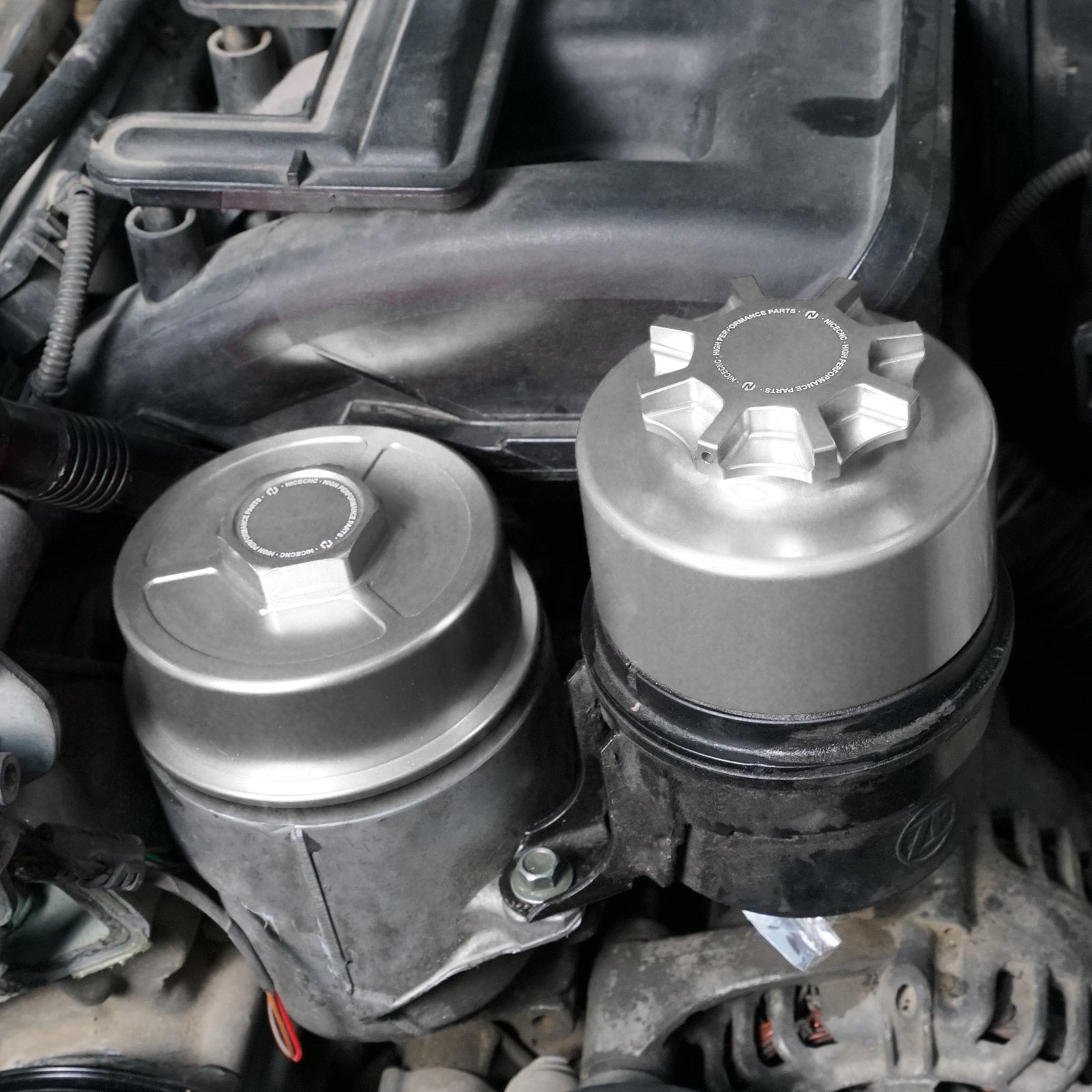 Aluminum Power Steering Reservoir Set For BMW E46 E60 E90 M3 E87 E88 E83 E84