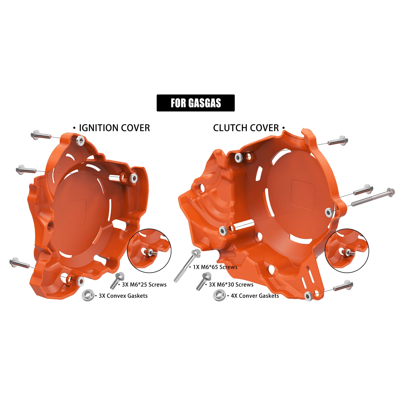 ACERBIS Engine Guards – Clutch & Ignition Cover Set For KTM EXC250 EXC300 2024-2025 – Made In Italy