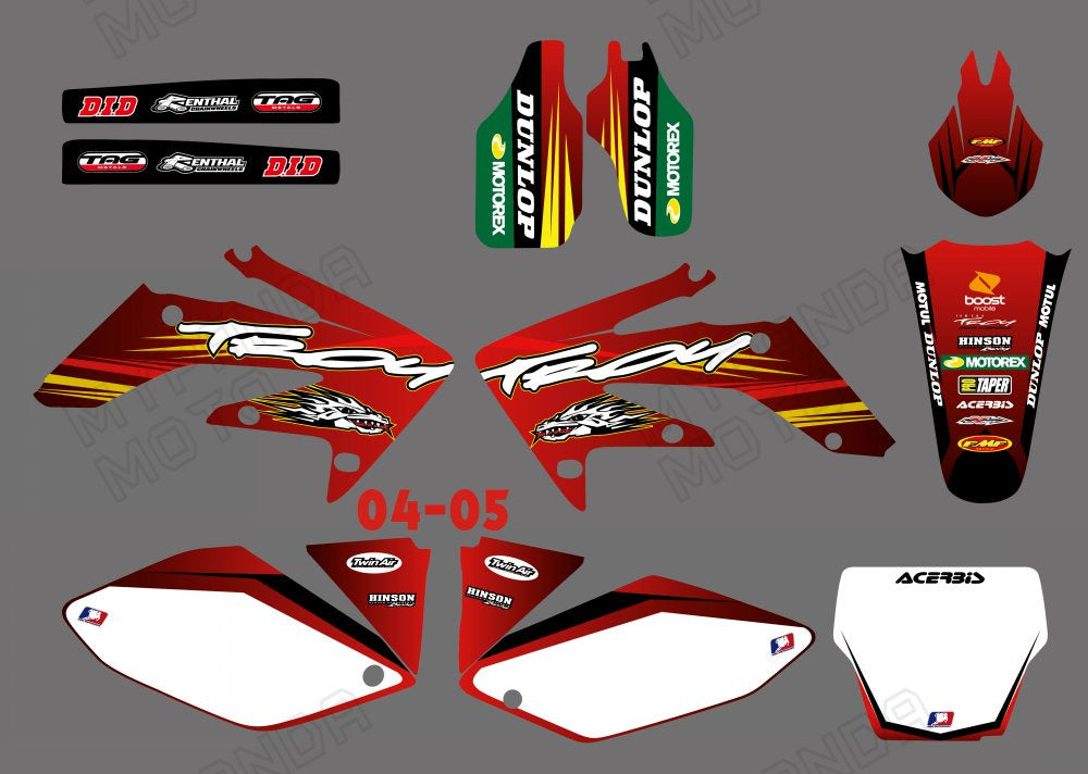 Team Graphics Backgrounds Decals Stickers For Honda CRF250 2004-2005