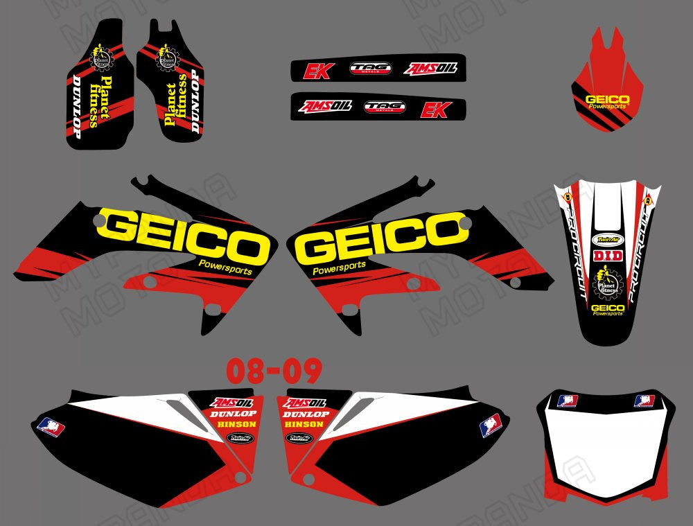 Team Graphics Backgrounds Decals Stickers For Honda CRF250R 2008-2009