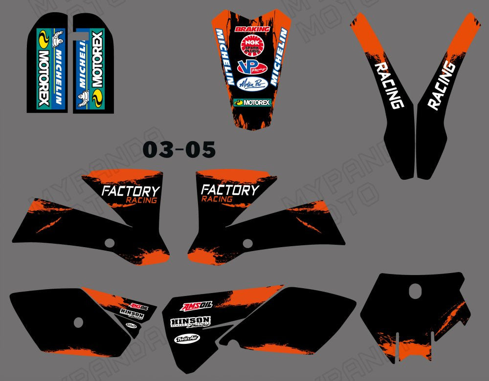 Motorcycle Full Graphics Background Sticker Decal Kits For KTM SX 85-105 2003-2005