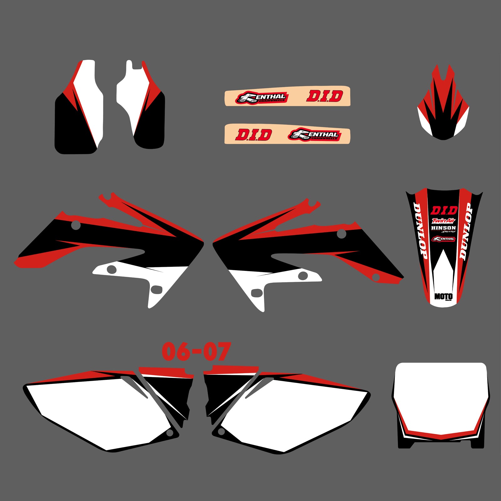 Motorcycle Team Graphics Backgrounds Decals Stickers For HONDA CRF250 2006-2007