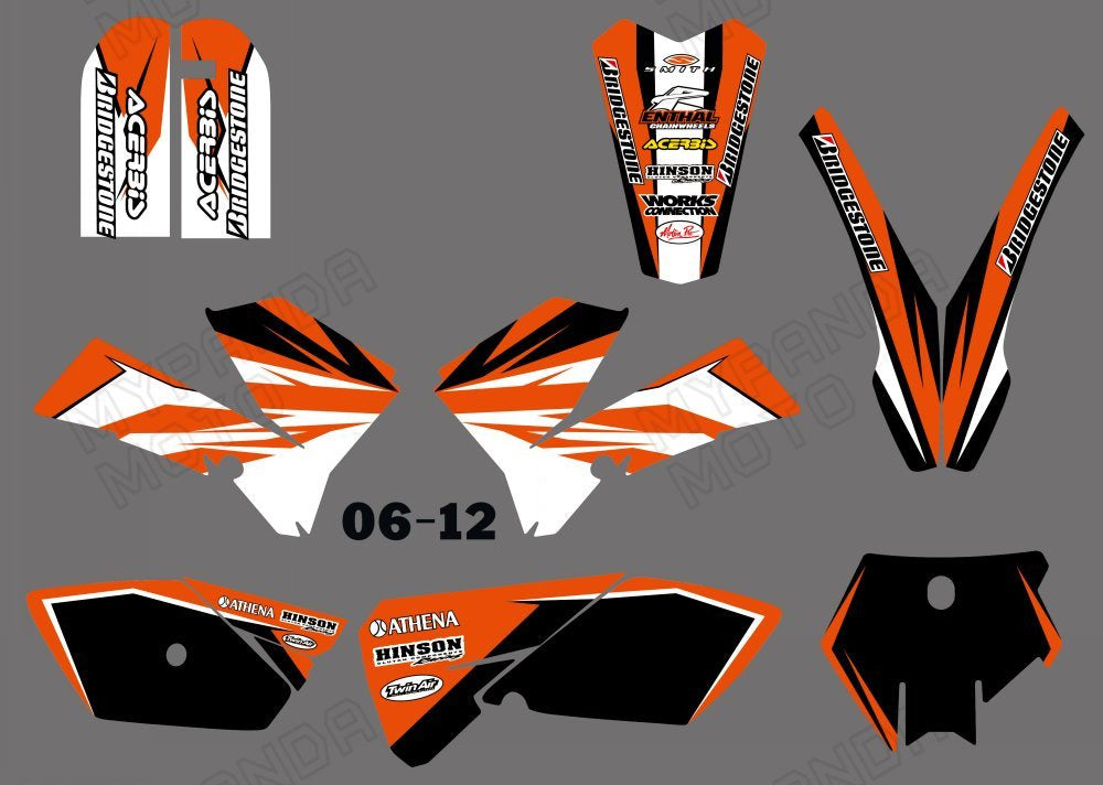 Motorcycle Full Graphics Background Sticker Decal Kits for KTM SX 85-105 2006-2012