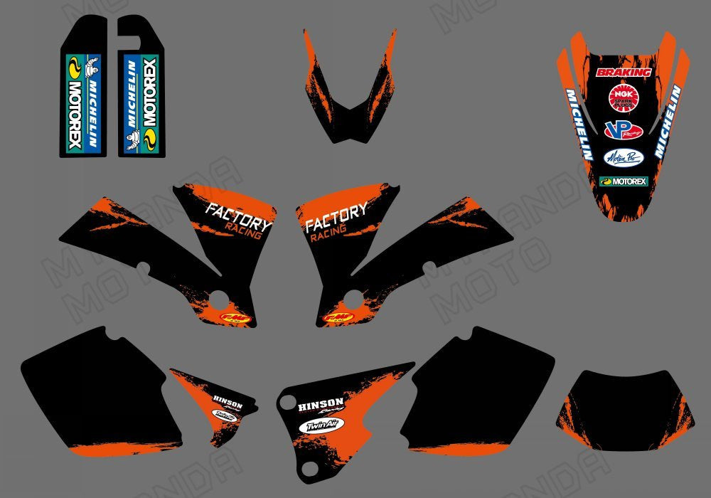 Motocross Team Full Graphic Decals Stickers Kit For KTM EXC 2003